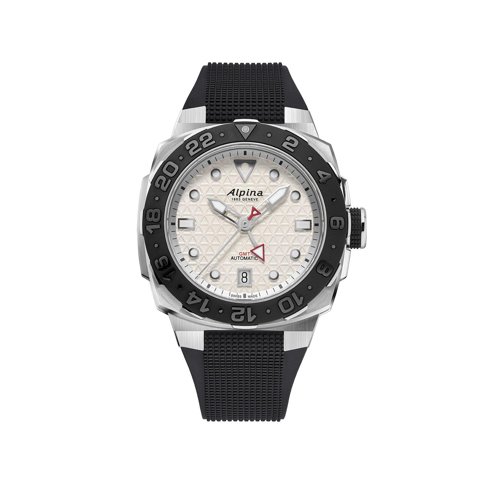 Alpina Seastrong Extreme Gmt Automatic 39x40.5 mm Stainless Steel Watch  White Dial   Rubber Strap