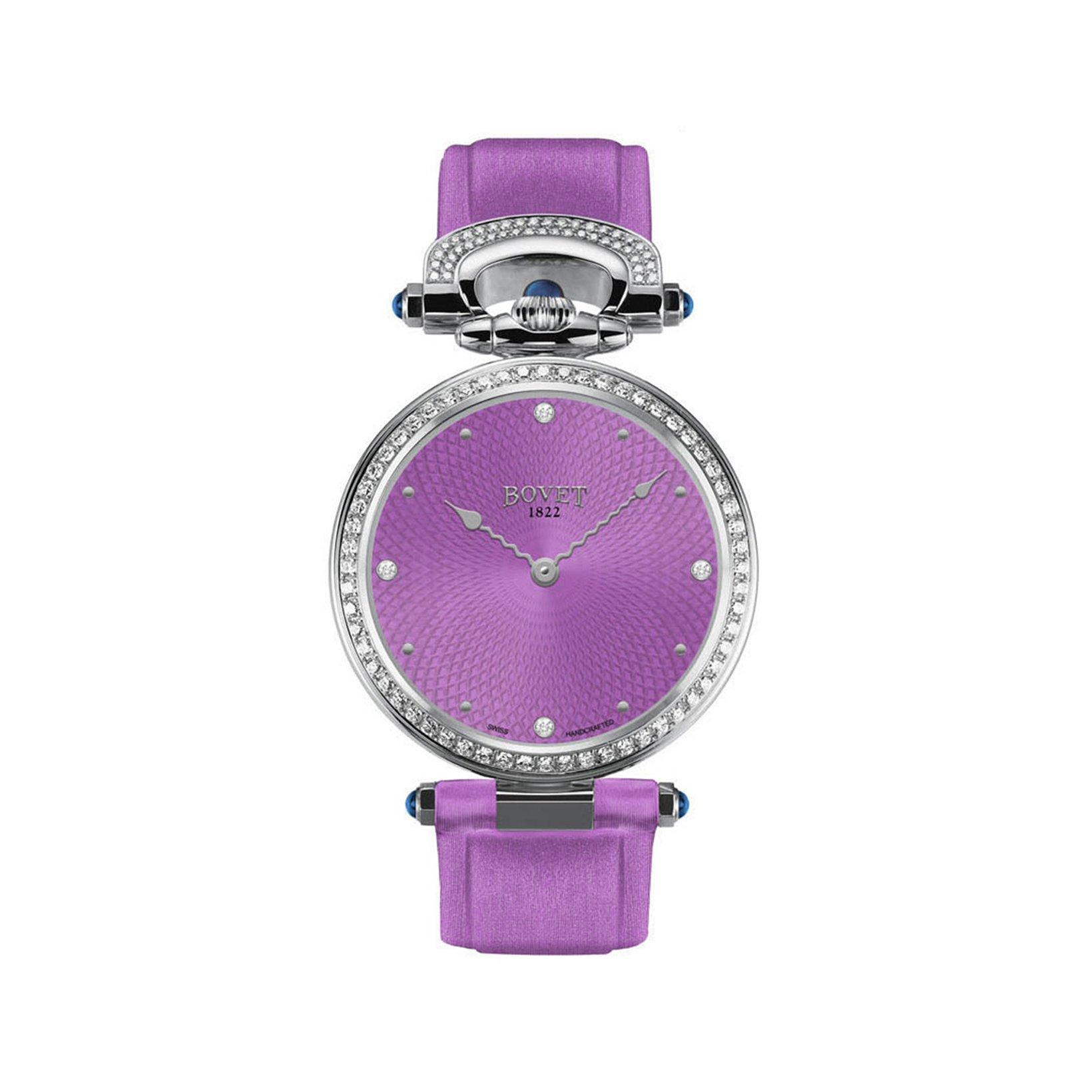 Bovet Fleurier Miss Audrey Automatic 36 mm Stainless Steel Watch  Purple Dial   Croco Leather Strap
