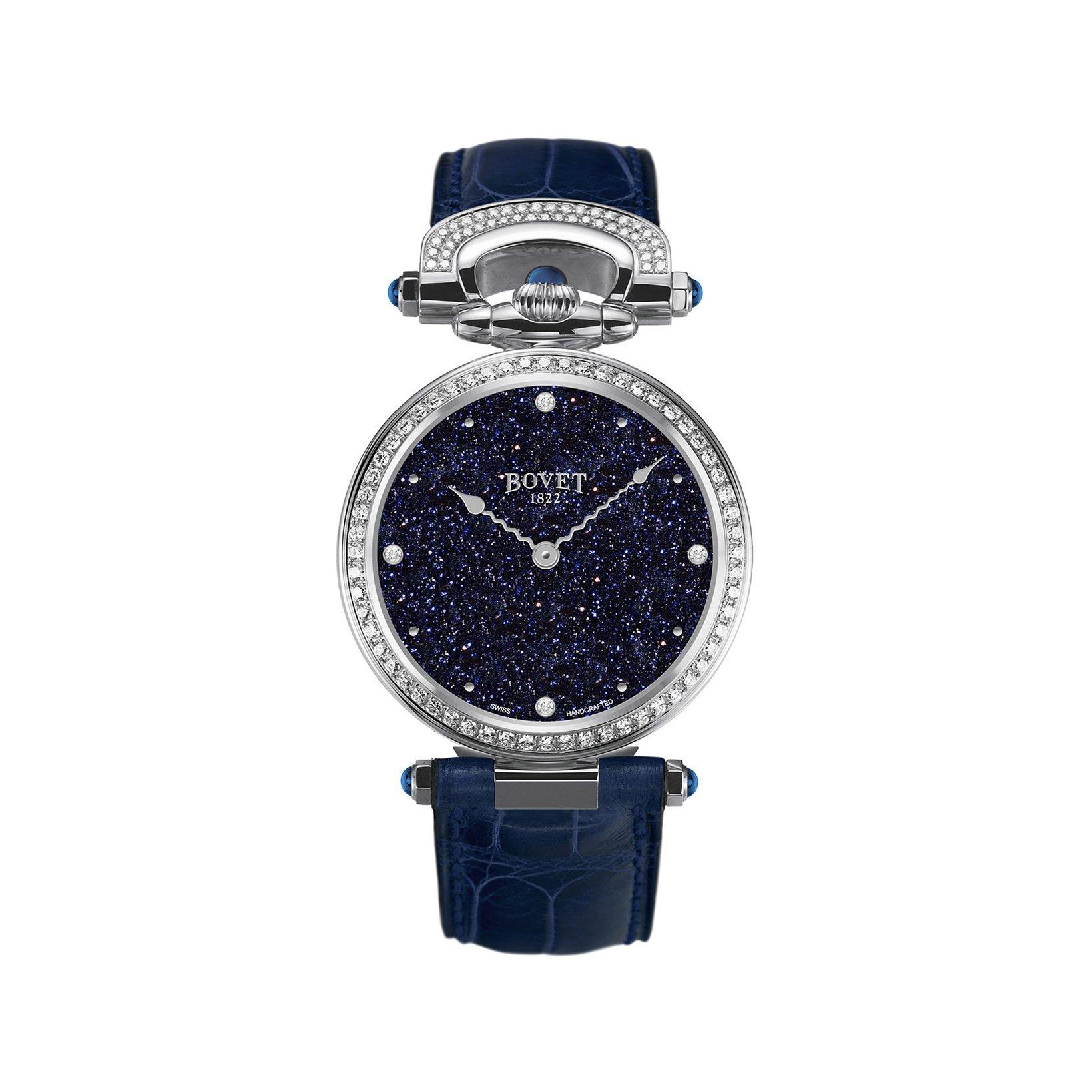 Bovet Fleurier Miss Audrey Automatic 36 mm Stainless Steel Watch  Blue Dial   Croco Leather Strap
