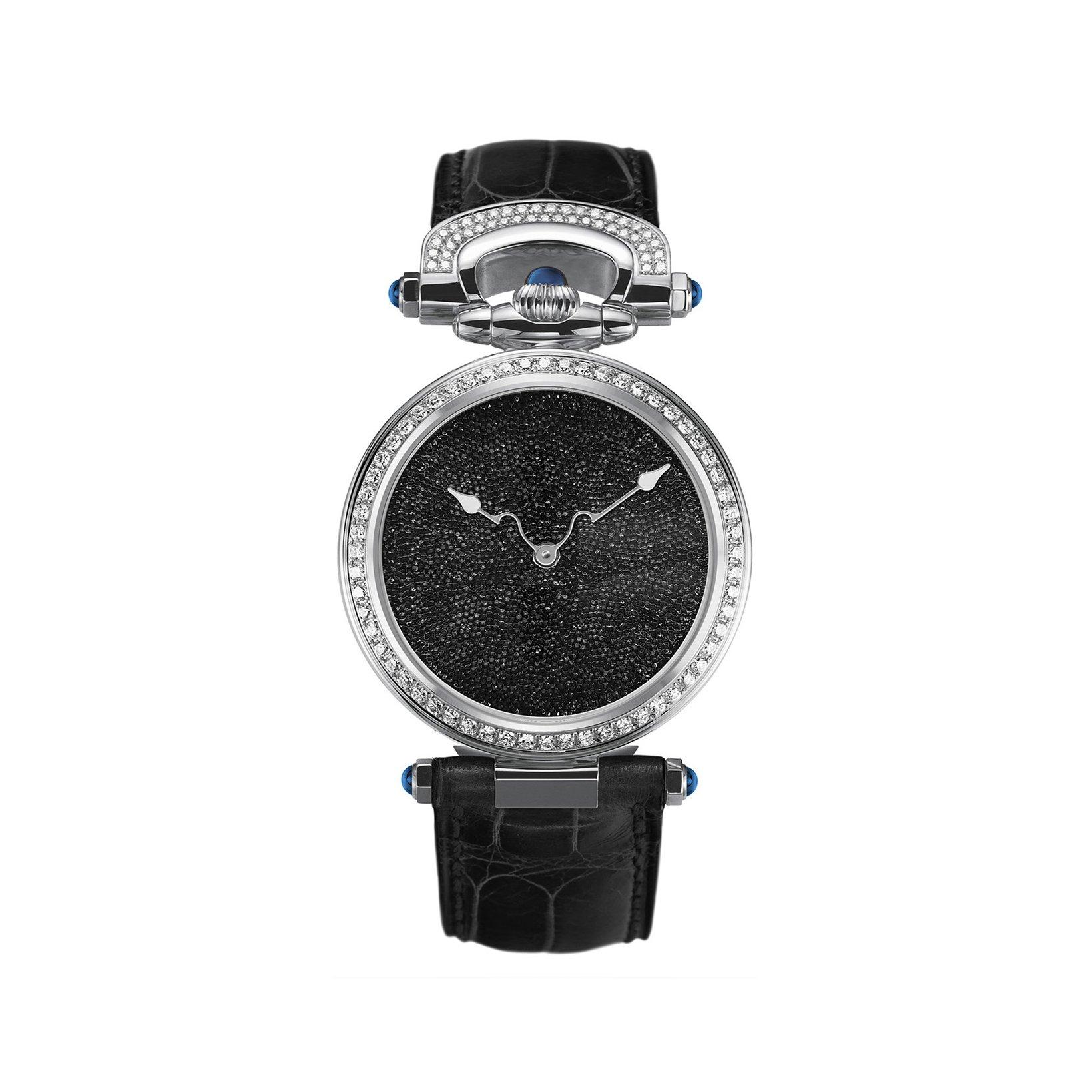 Bovet Fleurier Miss Audrey Automatic 36 mm Stainless Steel Watch  Black Dial   Croco Leather Strap