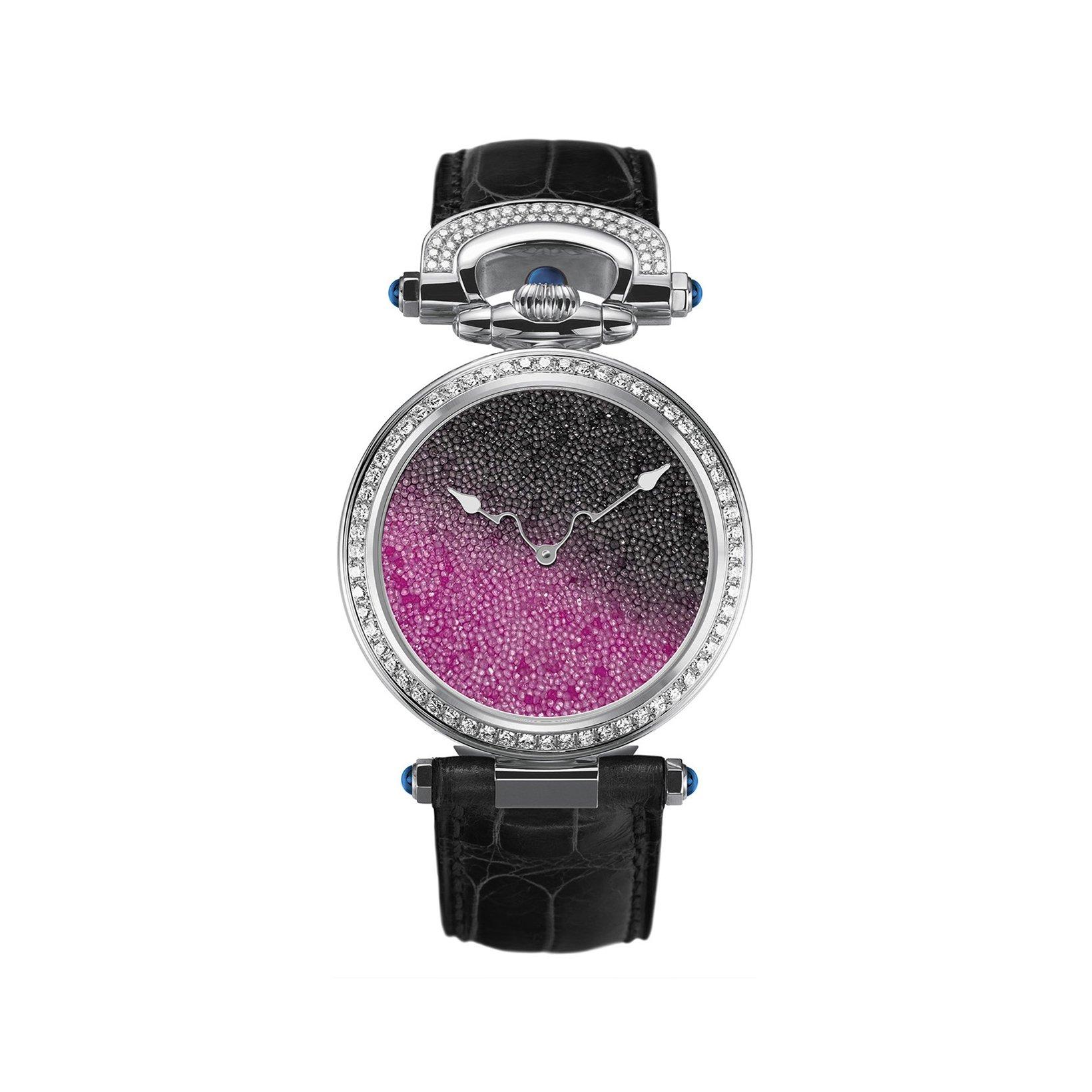 Bovet Fleurier Miss Audrey Automatic 36 mm Stainless Steel Watch  Black Dial   Croco Leather Strap