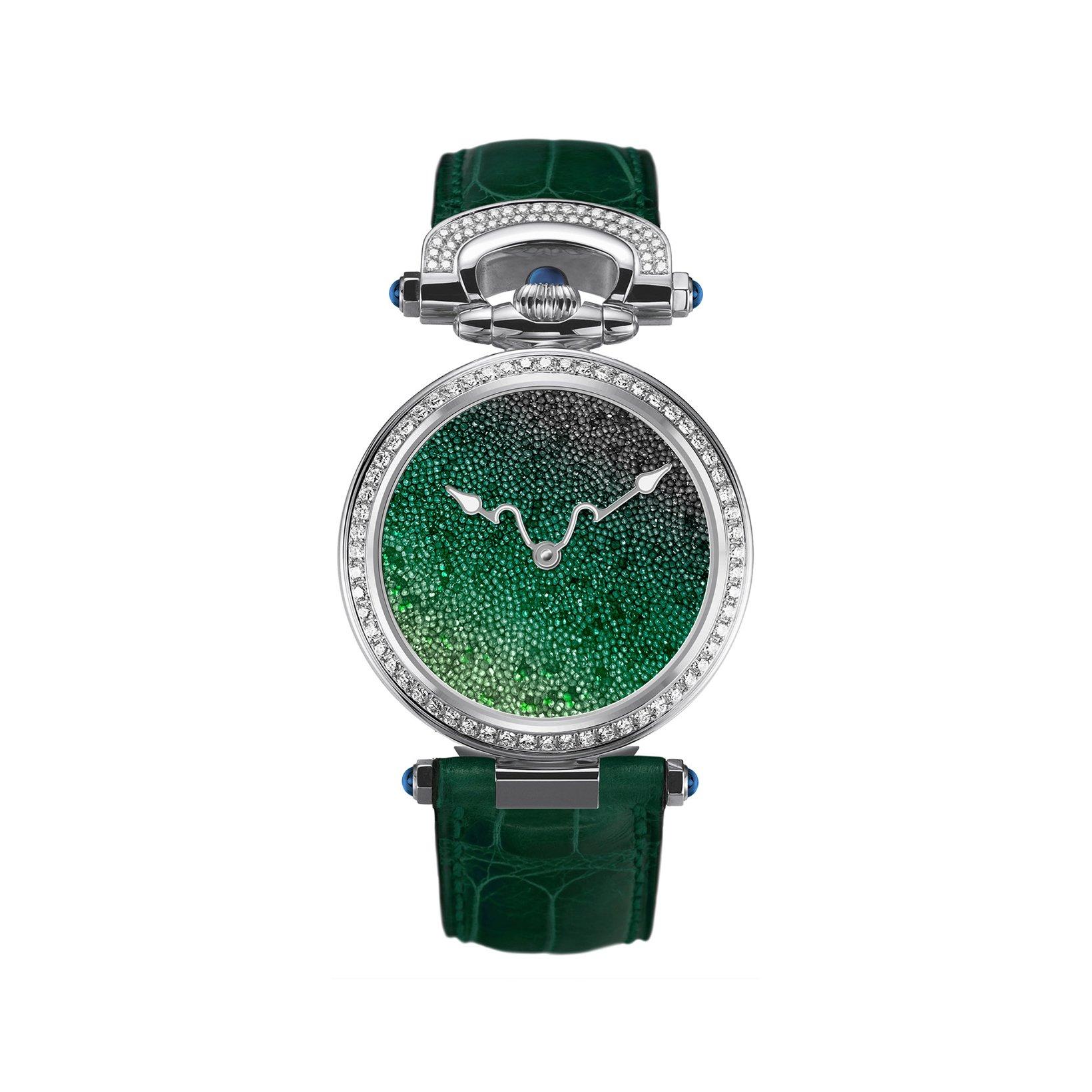 Bovet Fleurier Miss Audrey Automatic 36 mm Stainless Steel Watch  Green Dial   Croco Leather Strap