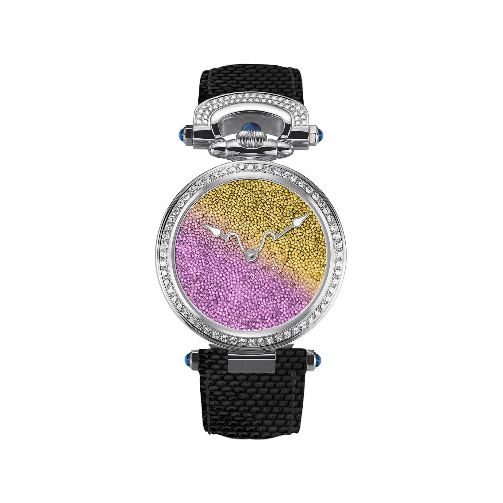 Bovet Fleurier Miss Audrey Automatic 36 mm Stainless Steel Watch  Purple Dial   Lizard Leather Strap