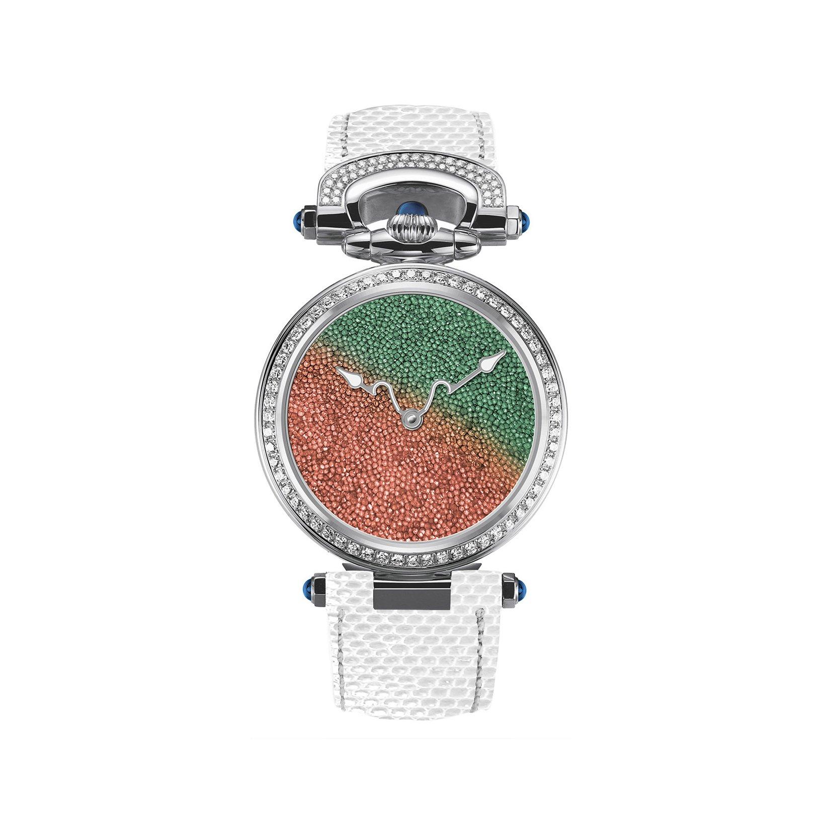 Bovet Fleurier Miss Audrey Automatic 36 mm Stainless Steel Watch  Green Dial   Lizard Leather Strap