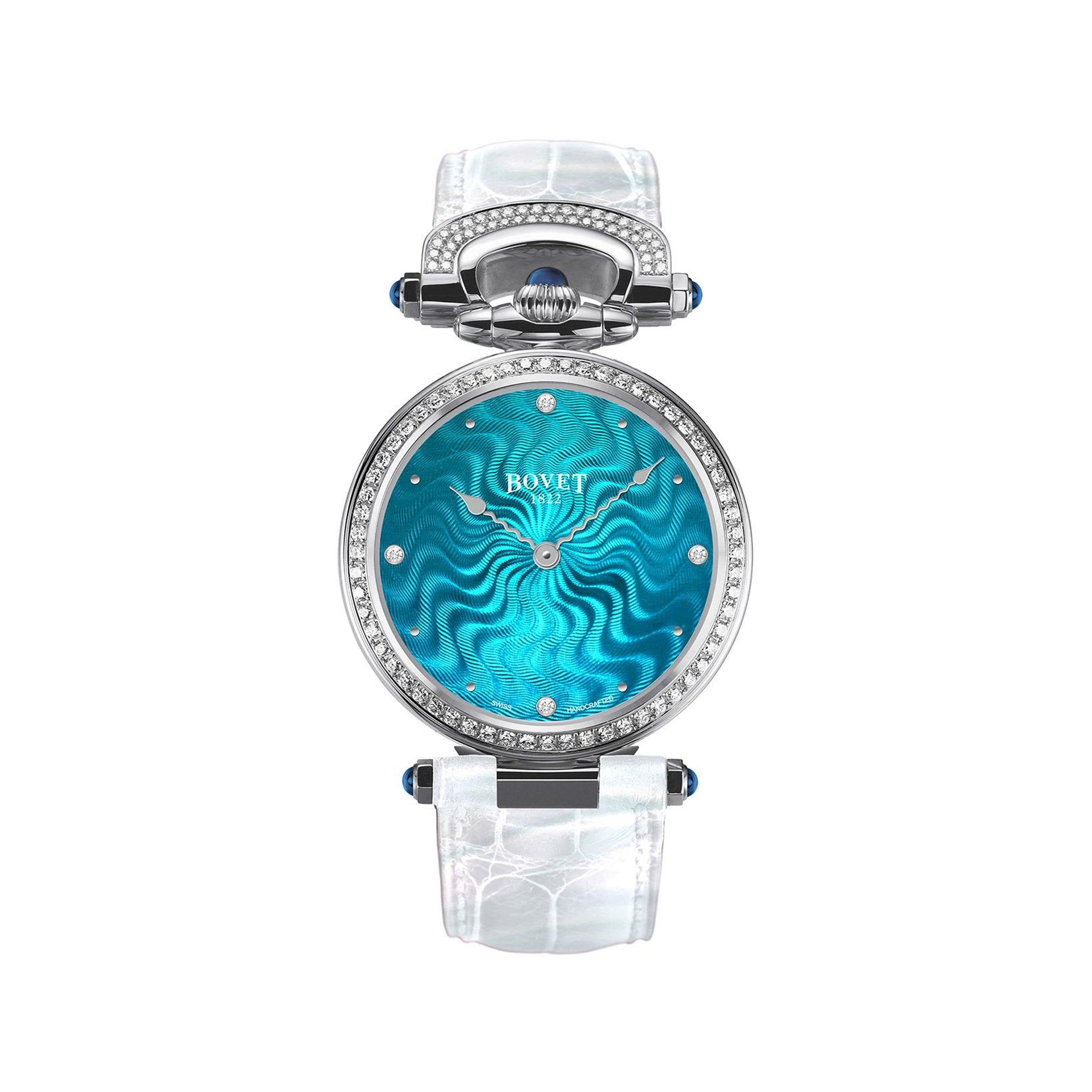 Bovet Fleurier Miss Audrey Automatic 36 mm Stainless Steel Watch  Turquoise Dial   Croco Leather Strap