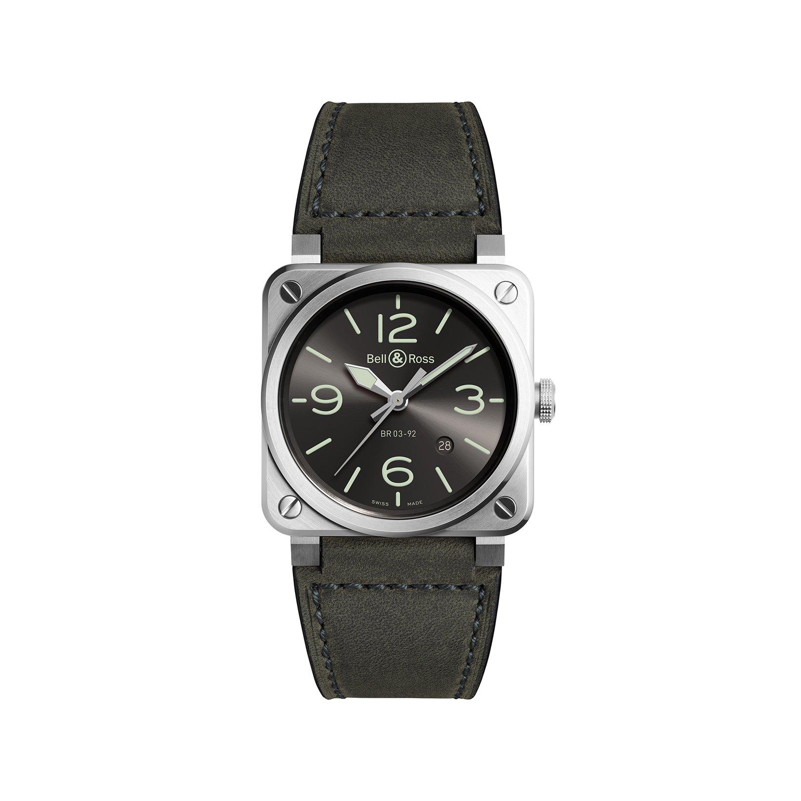 Bell & Ross Br03 Br03-92 Black Steel Automatic 42 mm Stainless Steel Watch  Black Dial   Rubber Strap