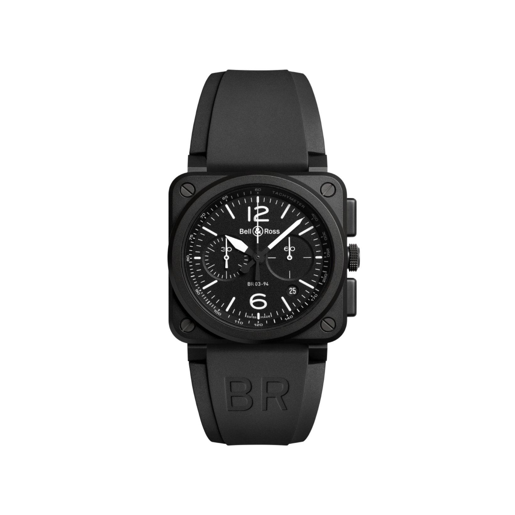 Bell & Ross Br03 Br03-92 Black Matte Automatic 42 mm Ceramic Watch  Black Dial   Rubber Strap