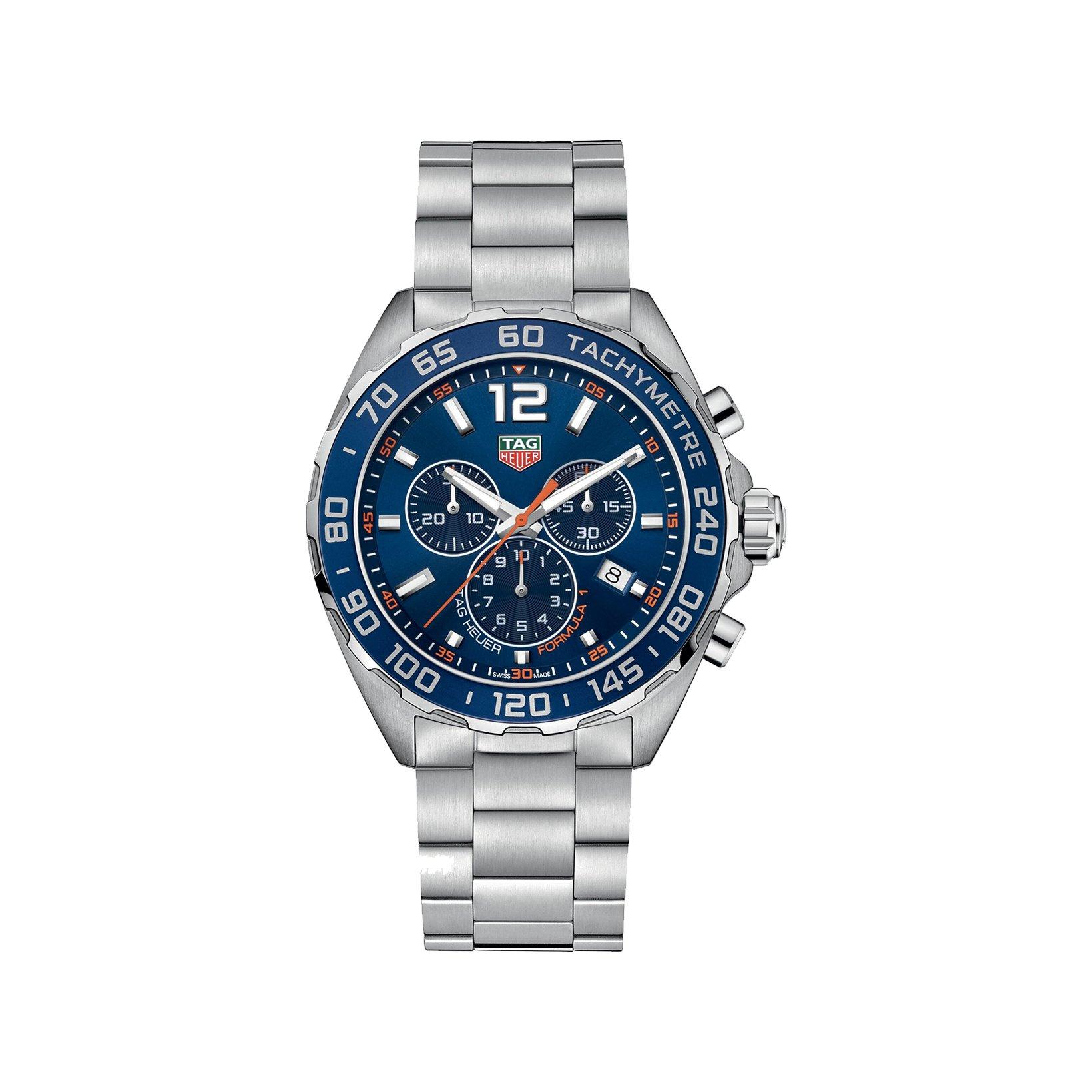 Tag-Heuer Formula 1 Chronograph Quartz 43 mm Stainless Steel Watch  Blue Dial  Stainless Steel Bracelet