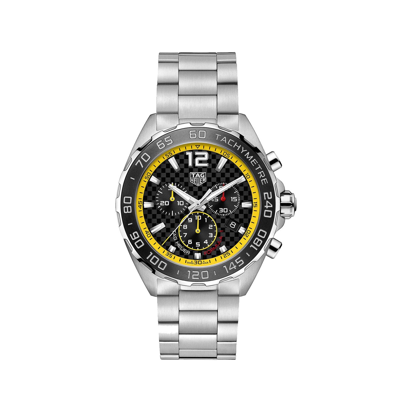 Tag-Heuer Formula 1 Chronograph Quartz 43 mm Stainless Steel Watch  Black Dial  Stainless Steel Bracelet