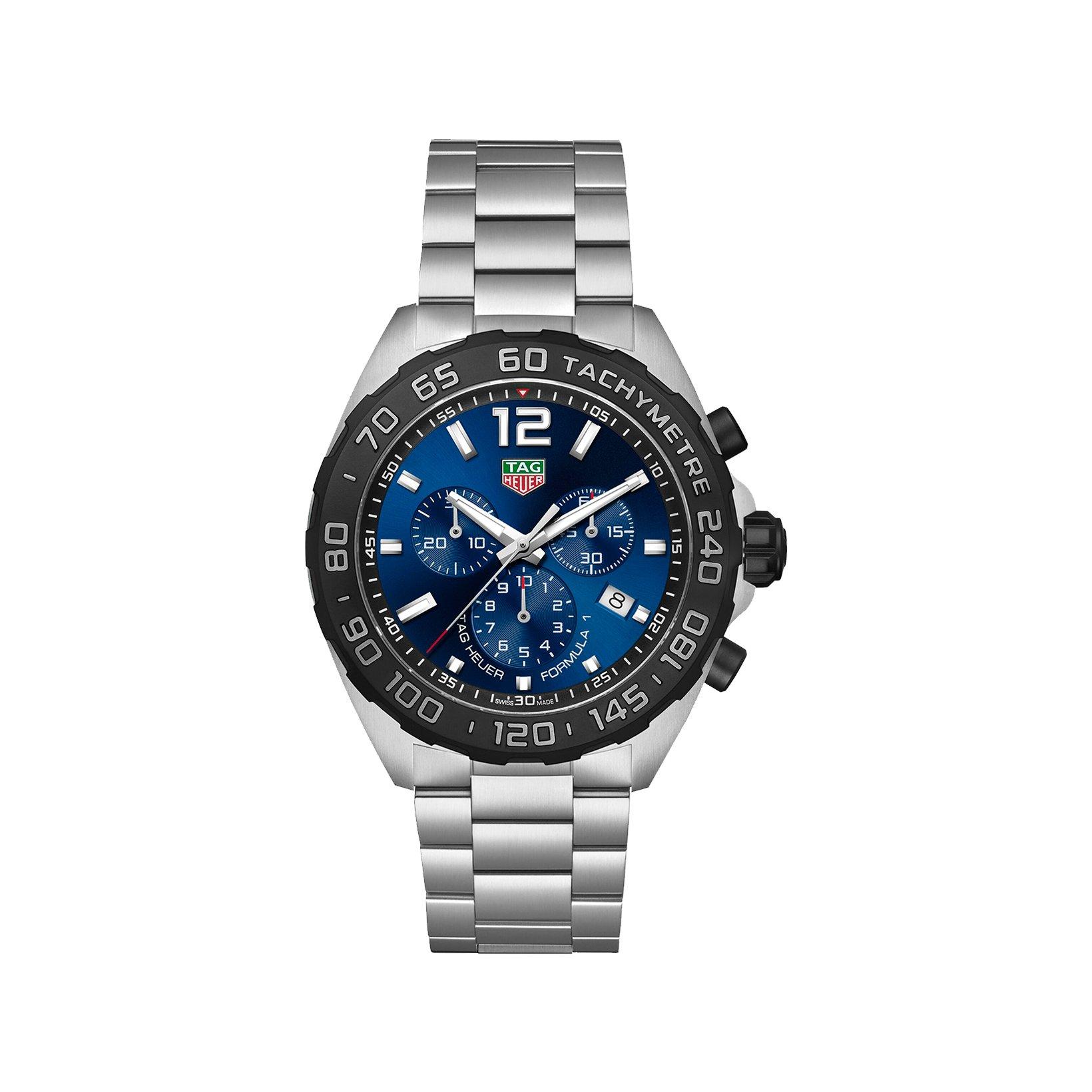 Tag-Heuer Formula 1 Chronograph Quartz 43 mm Stainless Steel Watch  Blue Dial  Stainless Steel Bracelet