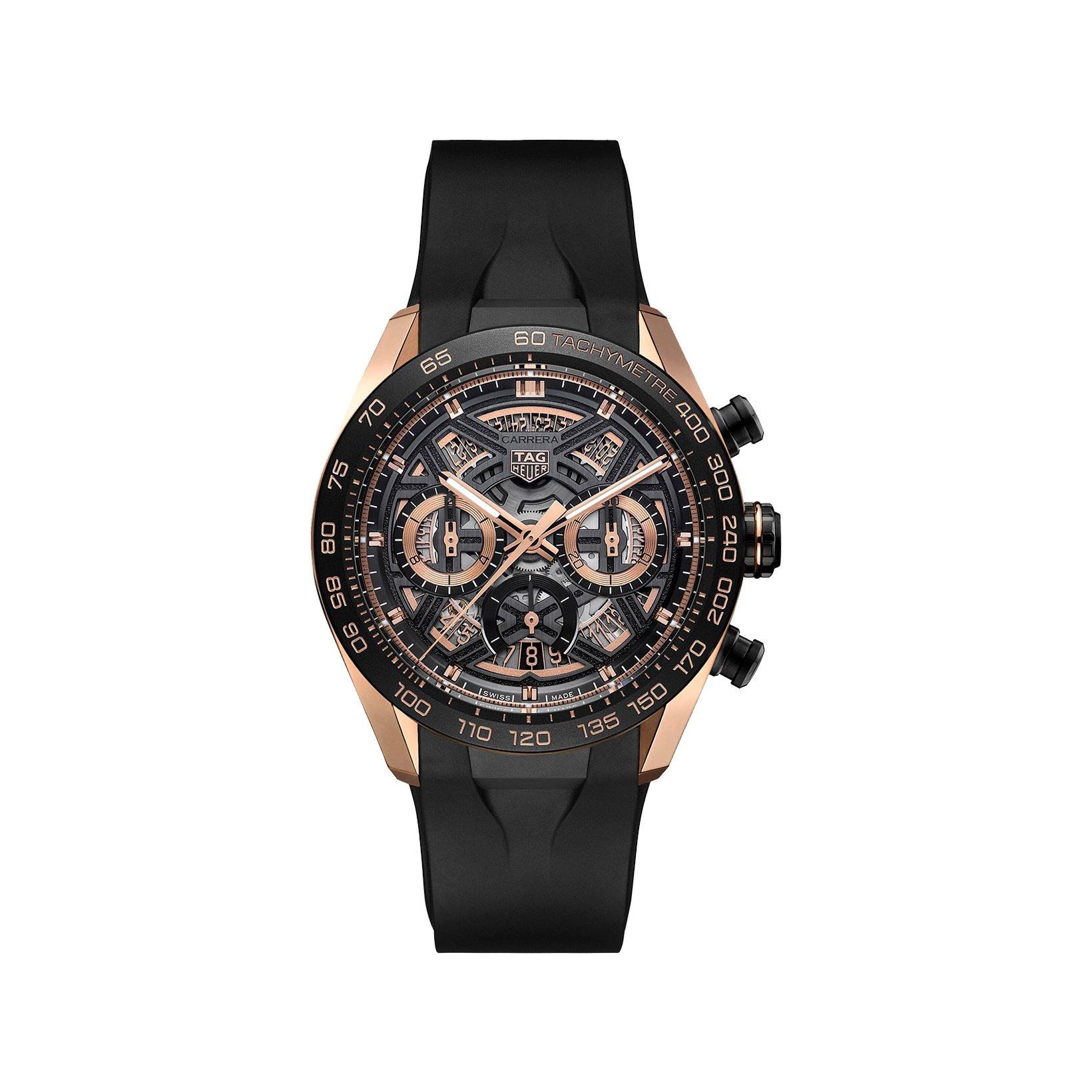 Tag-Heuer Carrera Chronograph Extreme Sport Automatic 44 mm Titanium And Rose Gold Watch  Black And Gold Dial   Rubber Strap
