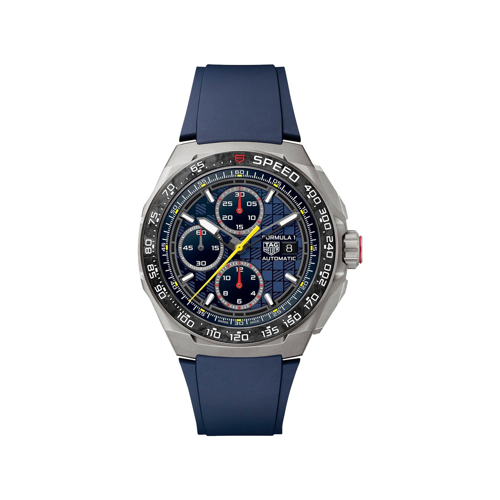 Tag-Heuer Formula 1 Chronograph X Oracle Red Bull Racing Automatic 44 mm Titanium Watch  Blue Dial   Rubber Strap