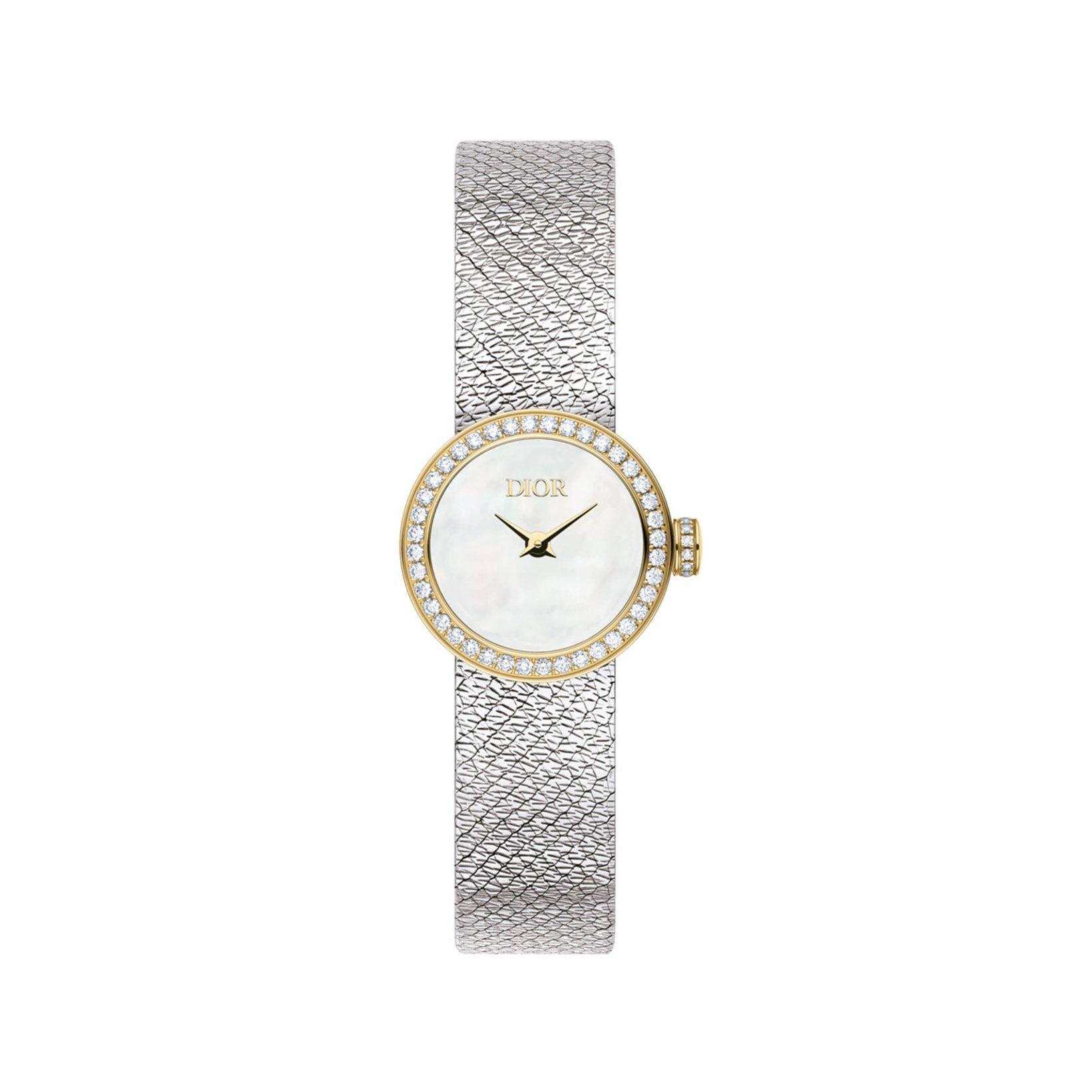 Christian Dior La Mini De Dior La Mini D De Dior Satine Quartz 19 mm Stainless Steel And Yellow Gold Watch  White Dial  Stainless Steel Bracelet