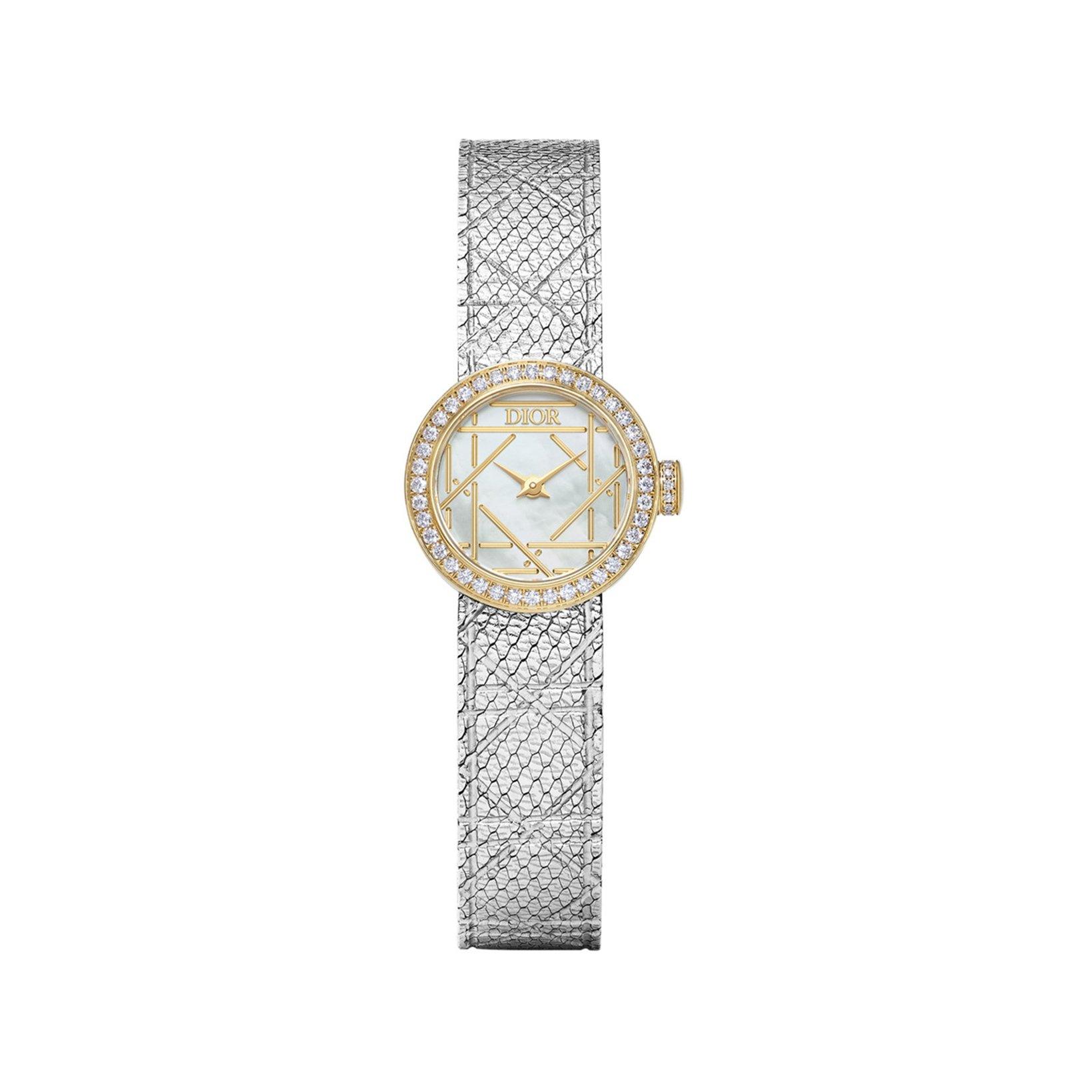 Christian Dior La Mini D My Dior Quartz 19 mm Stainless Steel And Yellow Gold Watch  White Dial  Stainless Steel Bracelet