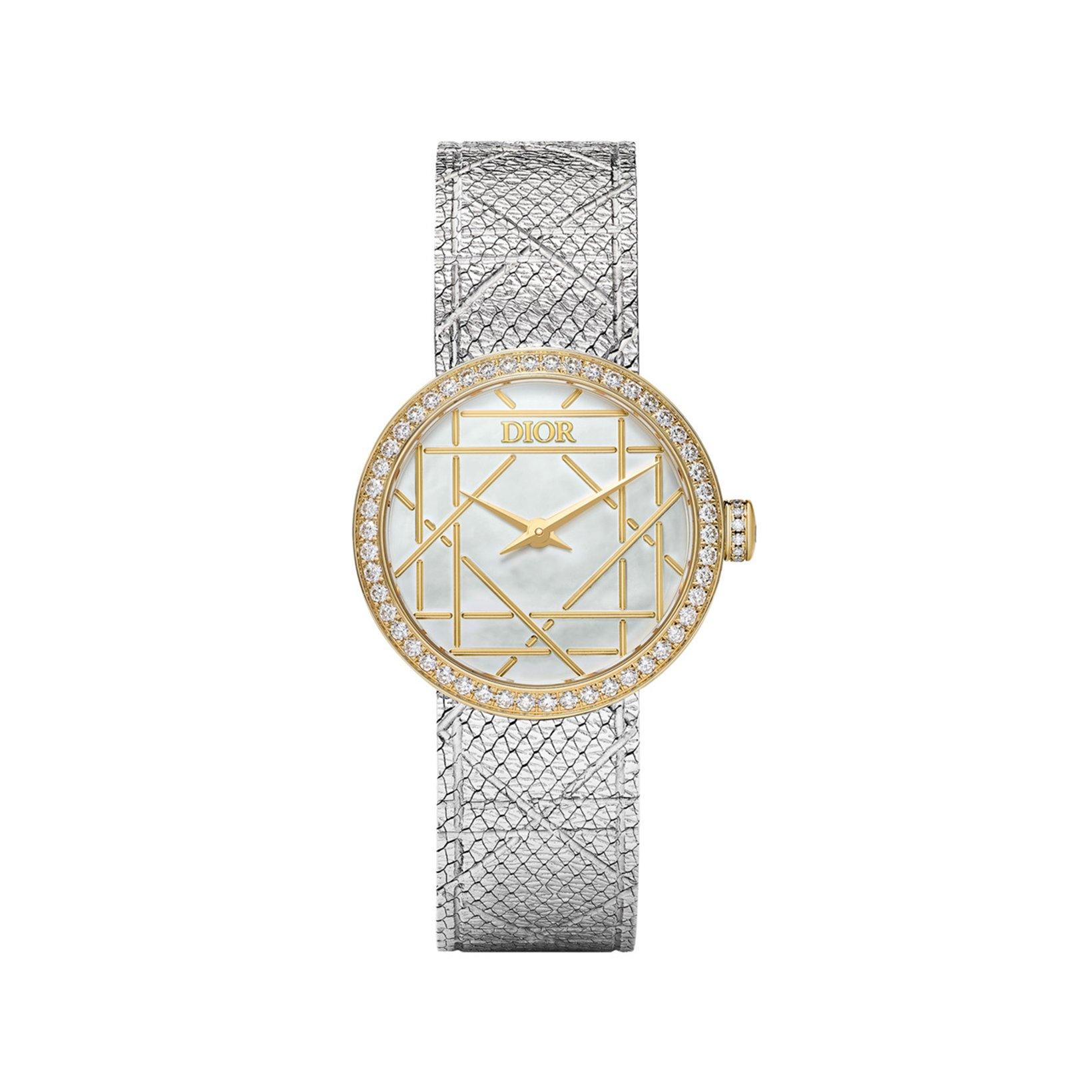 Christian Dior La D My Dior Quartz 25 mm Stainless Steel And Yellow Gold Watch  White Dial  Stainless Steel Bracelet