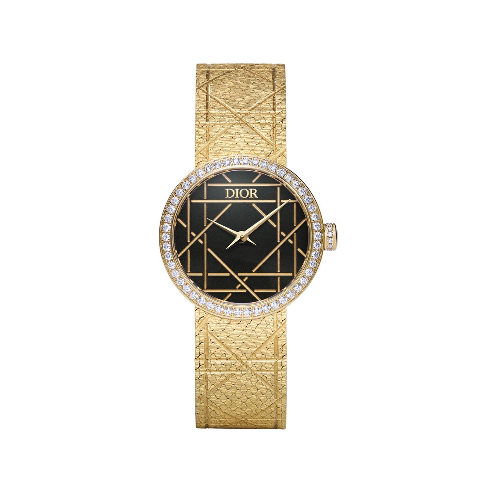 Christian Dior La D My Dior Quartz 25 mm Yellow Gold Watch  Black Dial  Yellow Gold Bracelet