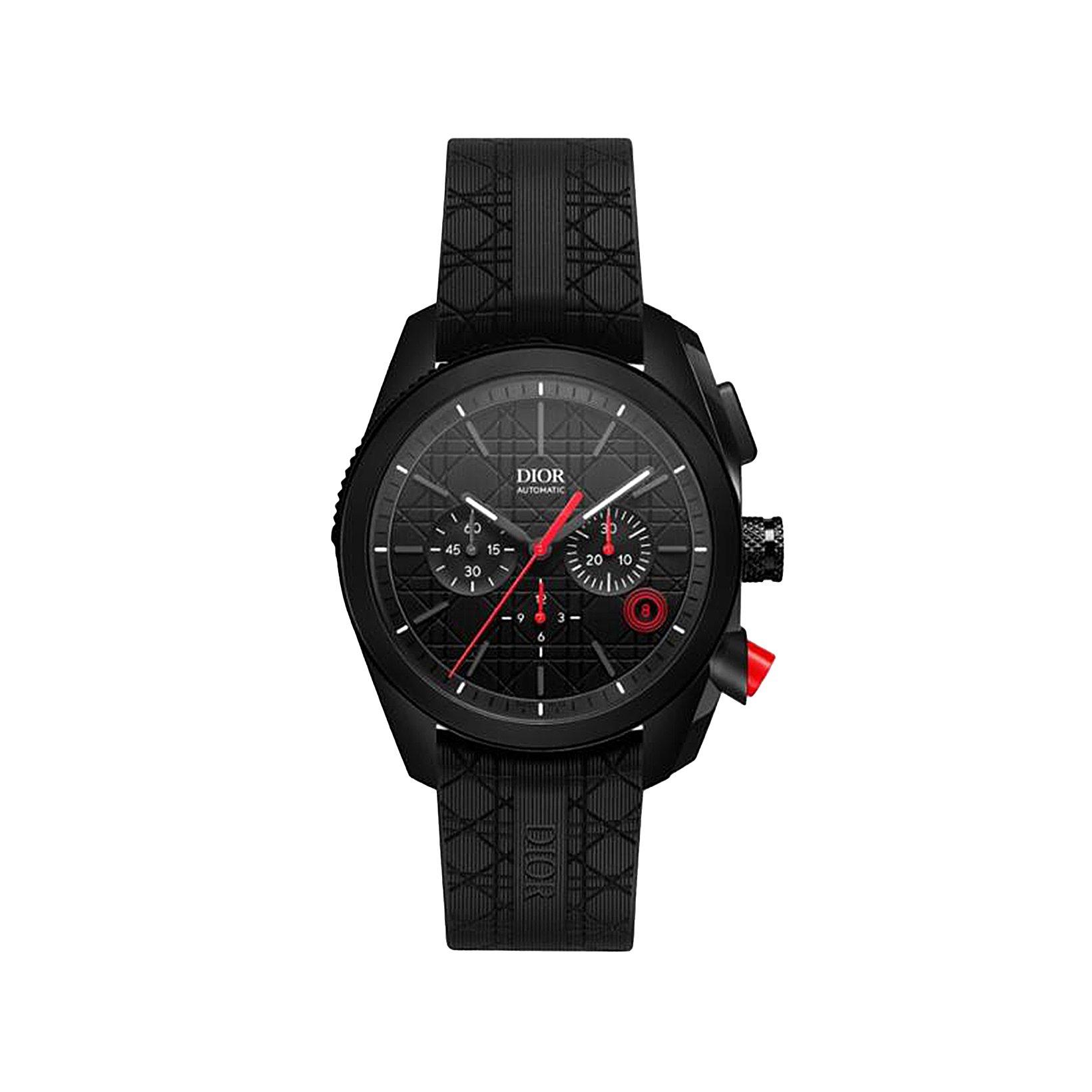 Christian Dior Chiffre Rouge Chiffre Rouge Black Ultramatte Chronograph Automatic 41 mm Stainless Steel Watch  Black Dial   Rubber Strap