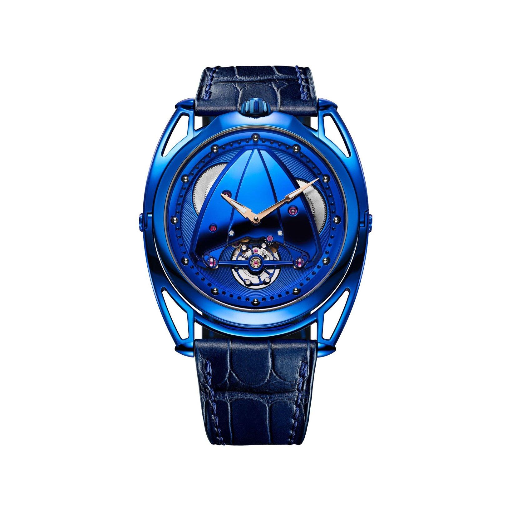 De Bethune Db28 Xp Manual Winding 43 mm Titanium Watch  Blue Dial   Alligator Leather Strap