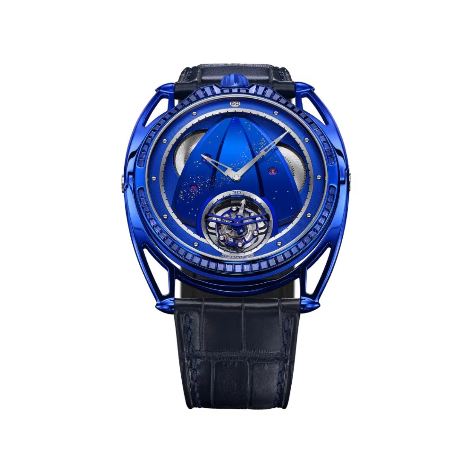 De Bethune Db28 Xp Kind Of Blue Tourbillon Sapphire Manual Winding 43 mm Blue Titanium Watch  Blue Dial   Alligator Leather Strap