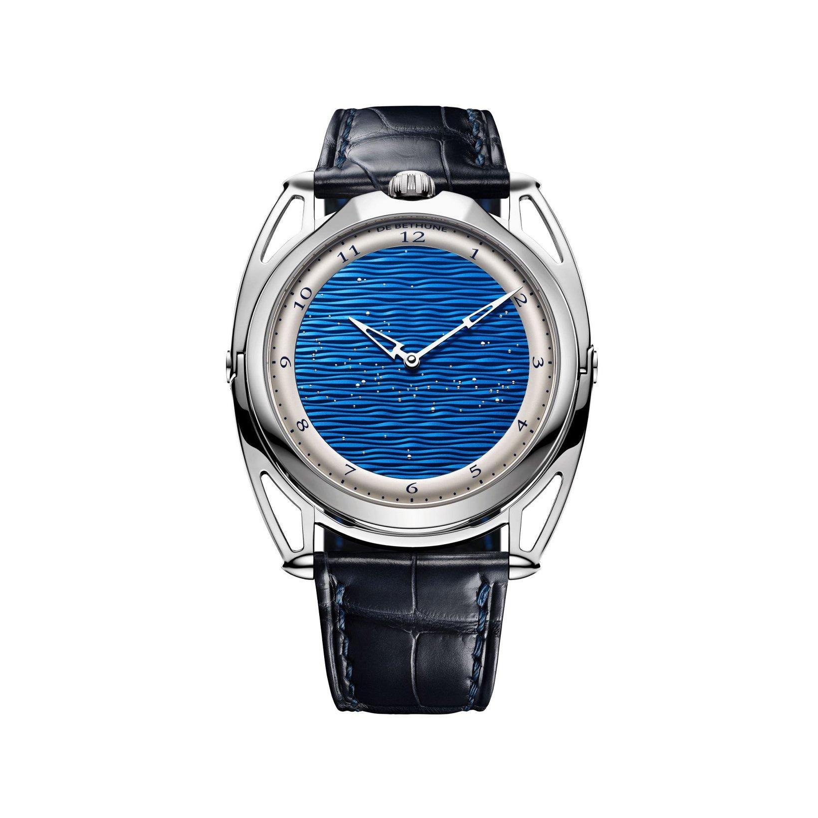 De Bethune Db28 Xs Starry Seas Manual Winding 38.7 mm Titanium Watch  Blue Dial   Alligator Leather Strap