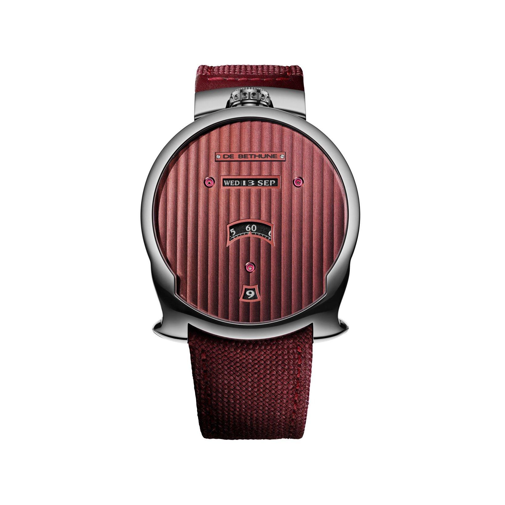 De Bethune Dbd Season 2 Manual Winding 42.6 mm Zirconium Watch  Burgundy Dial   Textile Strap