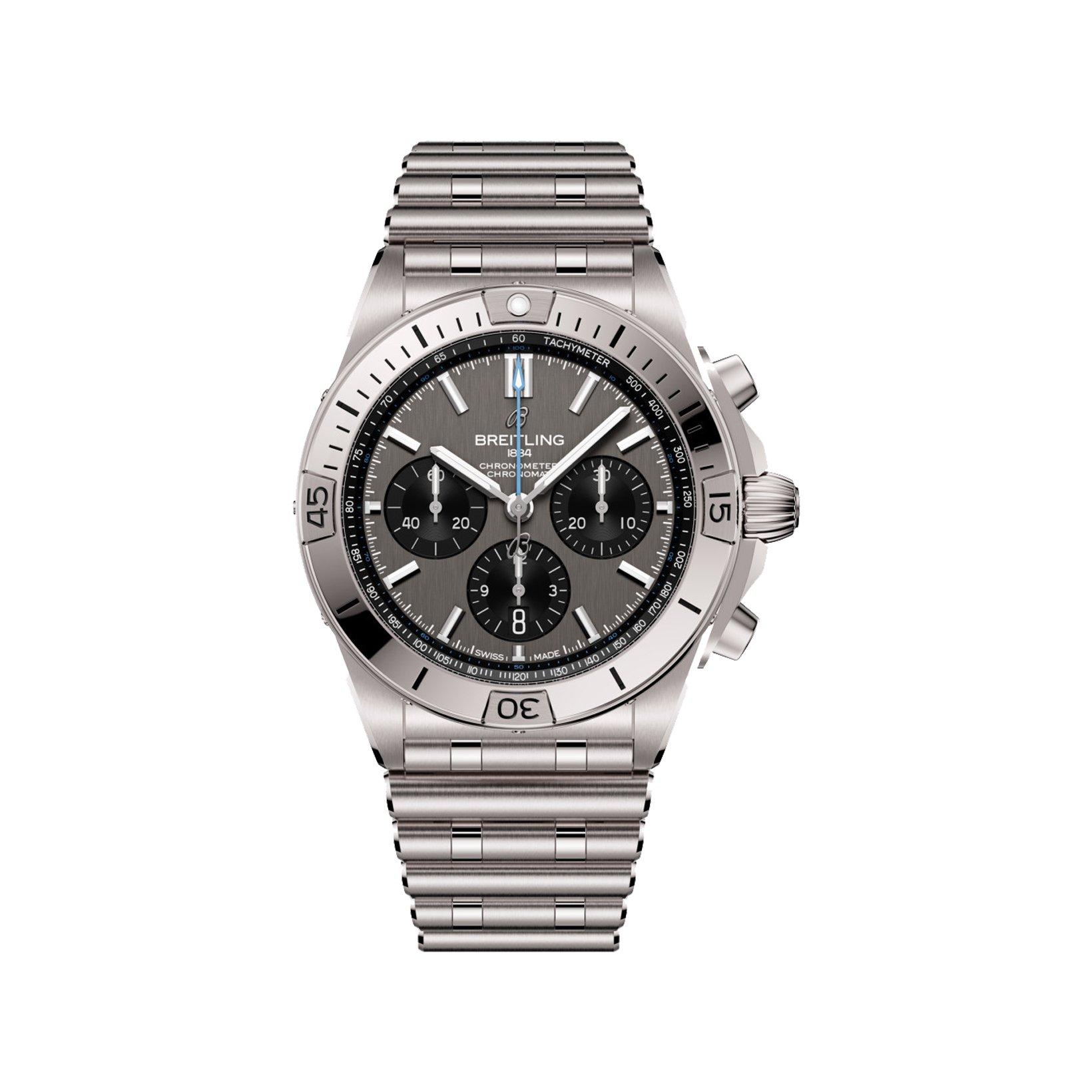 Breitling Chronomat B01 Automatic 42 mm Titanium Watch  Grey Dial  Titanium Bracelet