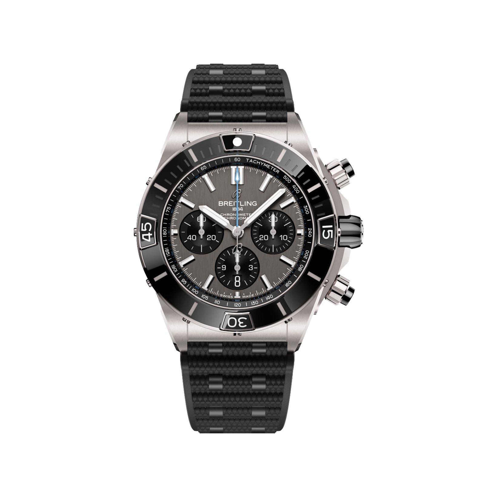 Breitling Chronomat B01 Automatic 44 mm Titanium Watch  Grey Dial   Rubber Strap