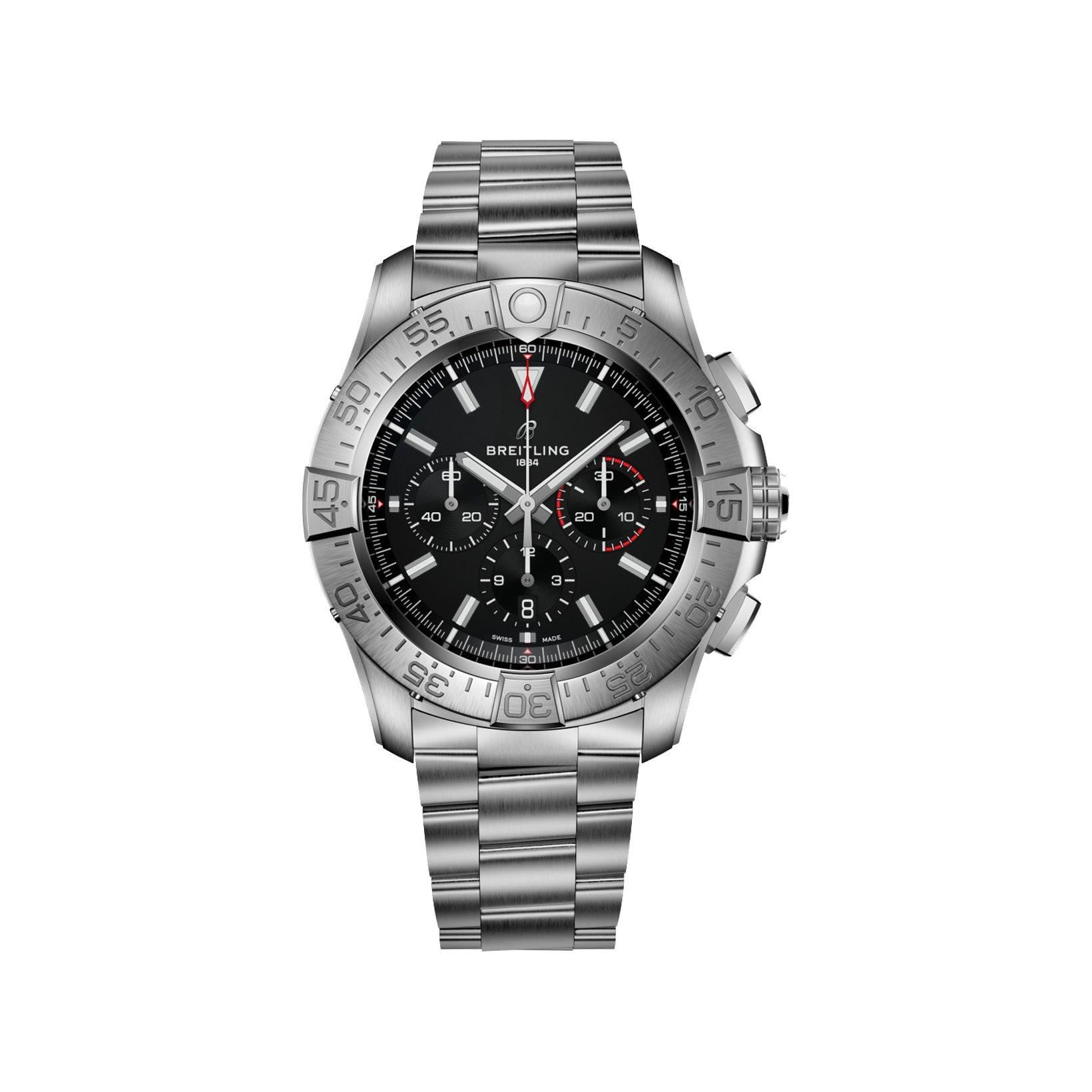 Breitling Avenger B01 Automatic 46 mm Titanium Watch  Black Dial  Titanium Bracelet