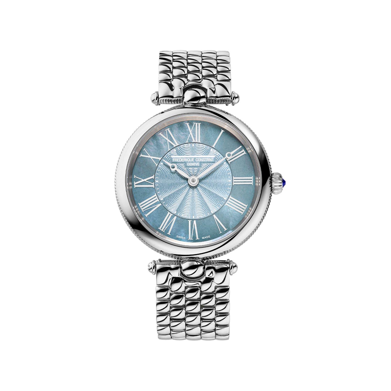 Frederique Constant Classics Art Deco Quartz 30 mm Stainless Steel Watch  Blue Dial  Stainless Steel Bracelet