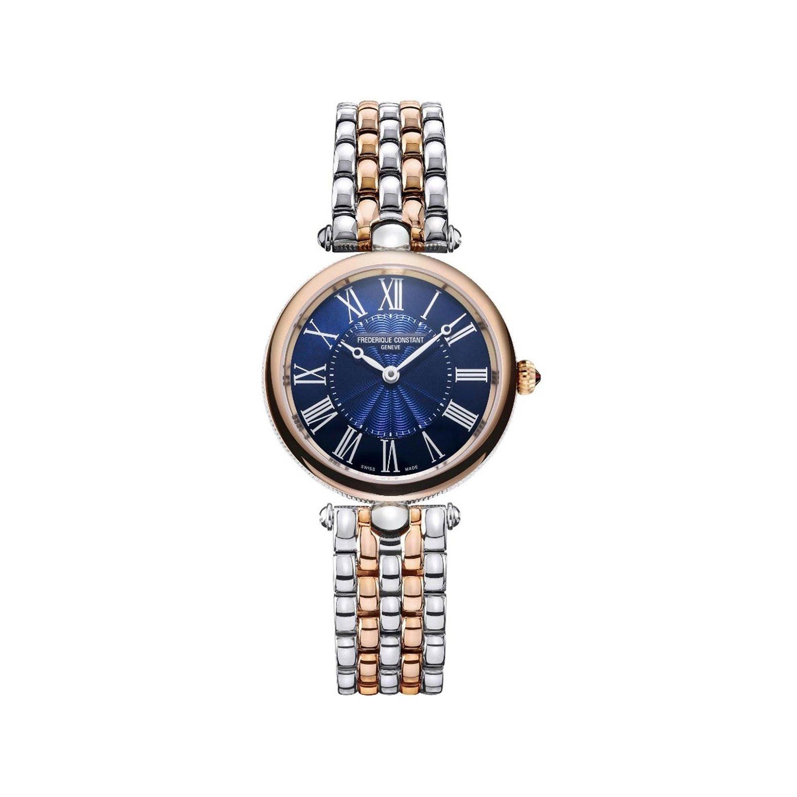 Frederique Constant Classics Art Deco Quartz 30 mm Stainless Steel And Rose Gold Plated Watch  Blue Dial  Stainless Steel And Rose Gold Plated Bracelet