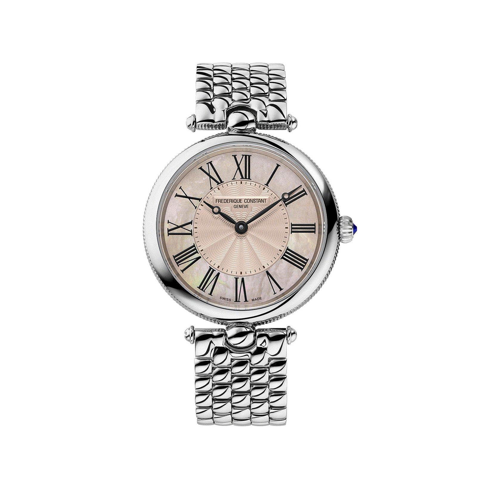 Frederique Constant Classics Art Deco Quartz 30 mm Stainless Steel Watch  Salmon Dial  Stainless Steel Bracelet