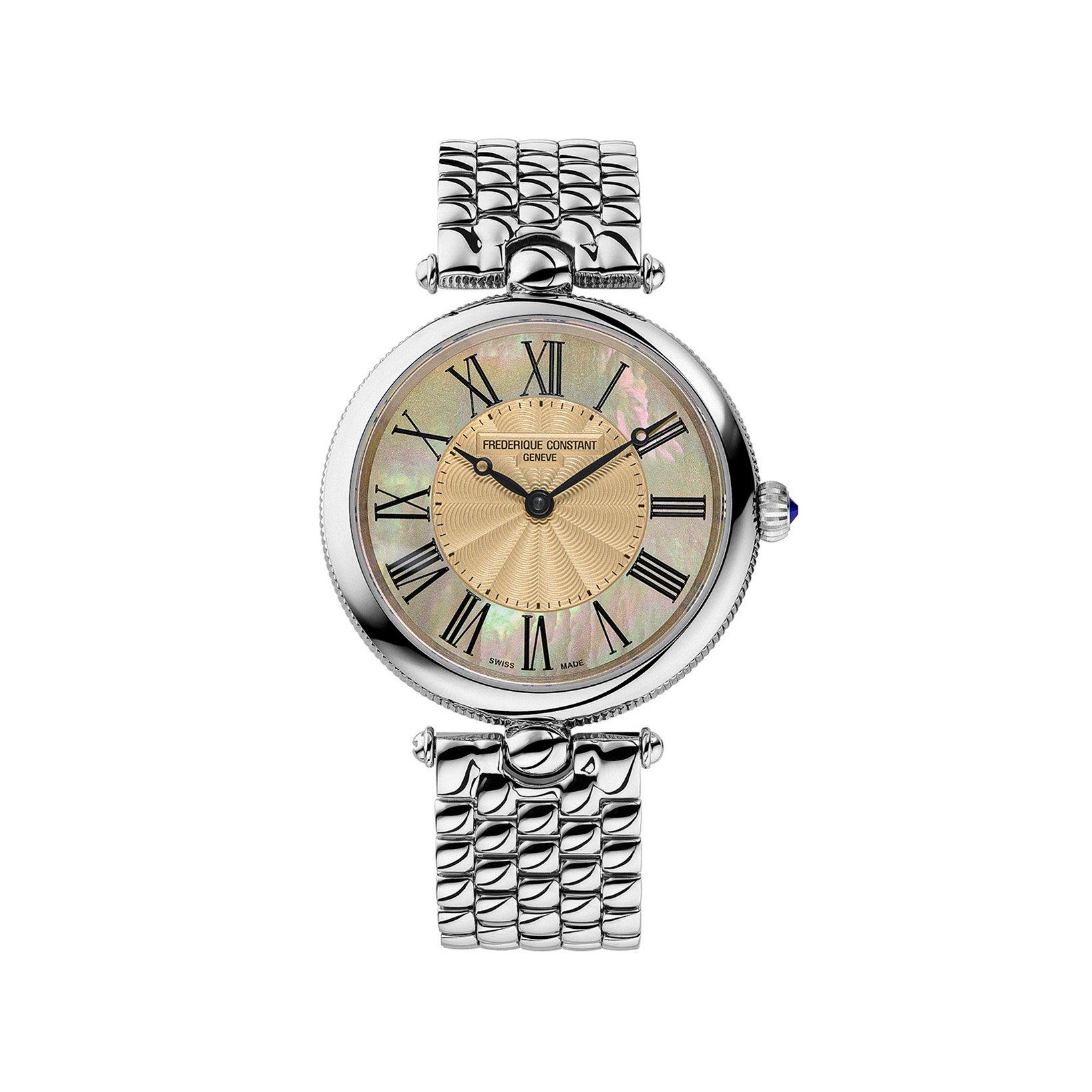 Frederique Constant Classics Art Deco Quartz 30 mm Stainless Steel Watch  Pink Dial  Stainless Steel Bracelet