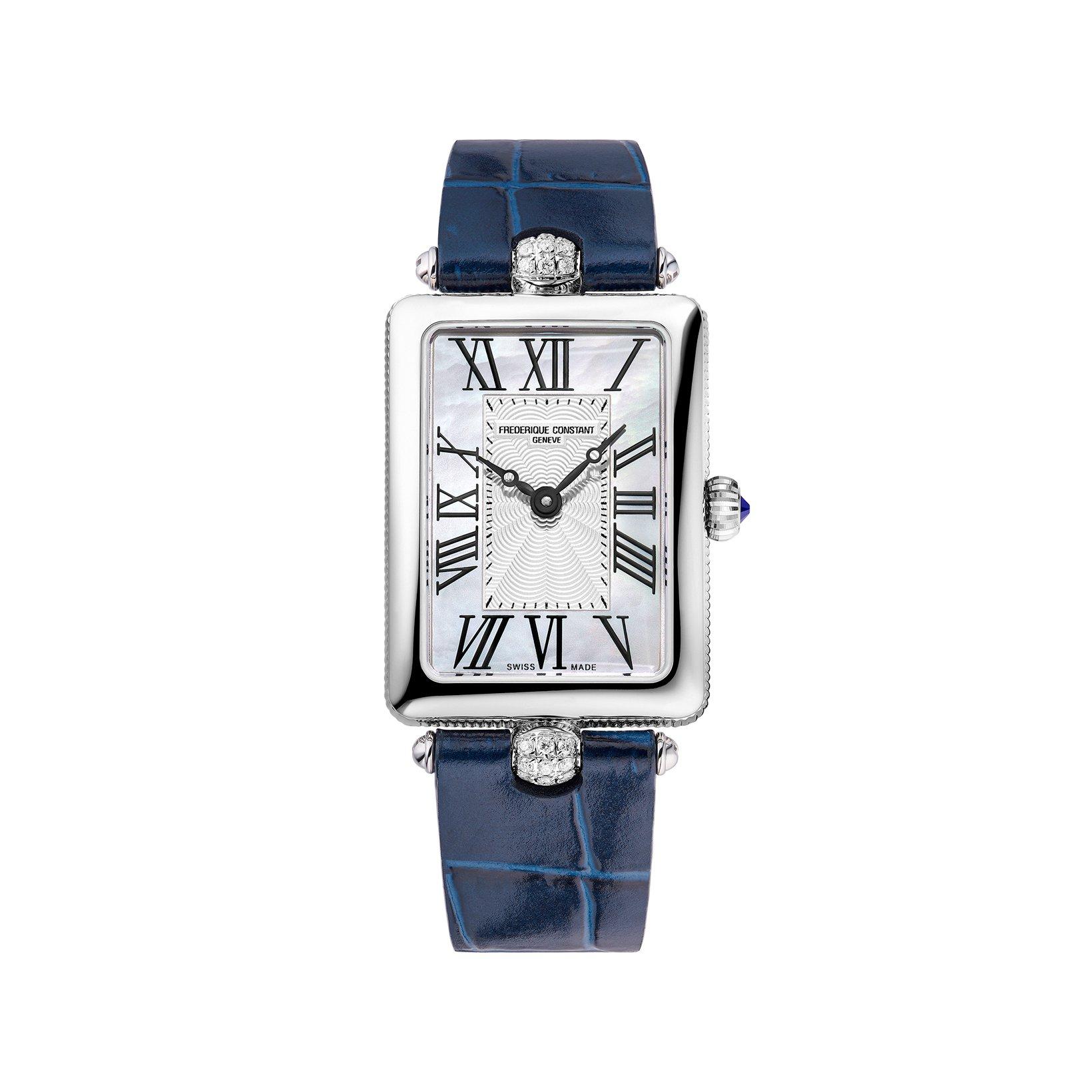 Frederique Constant Classics Art Deco Quartz 28x20.70 mm Stainless Steel Watch  Silver Dial   Leather Strap