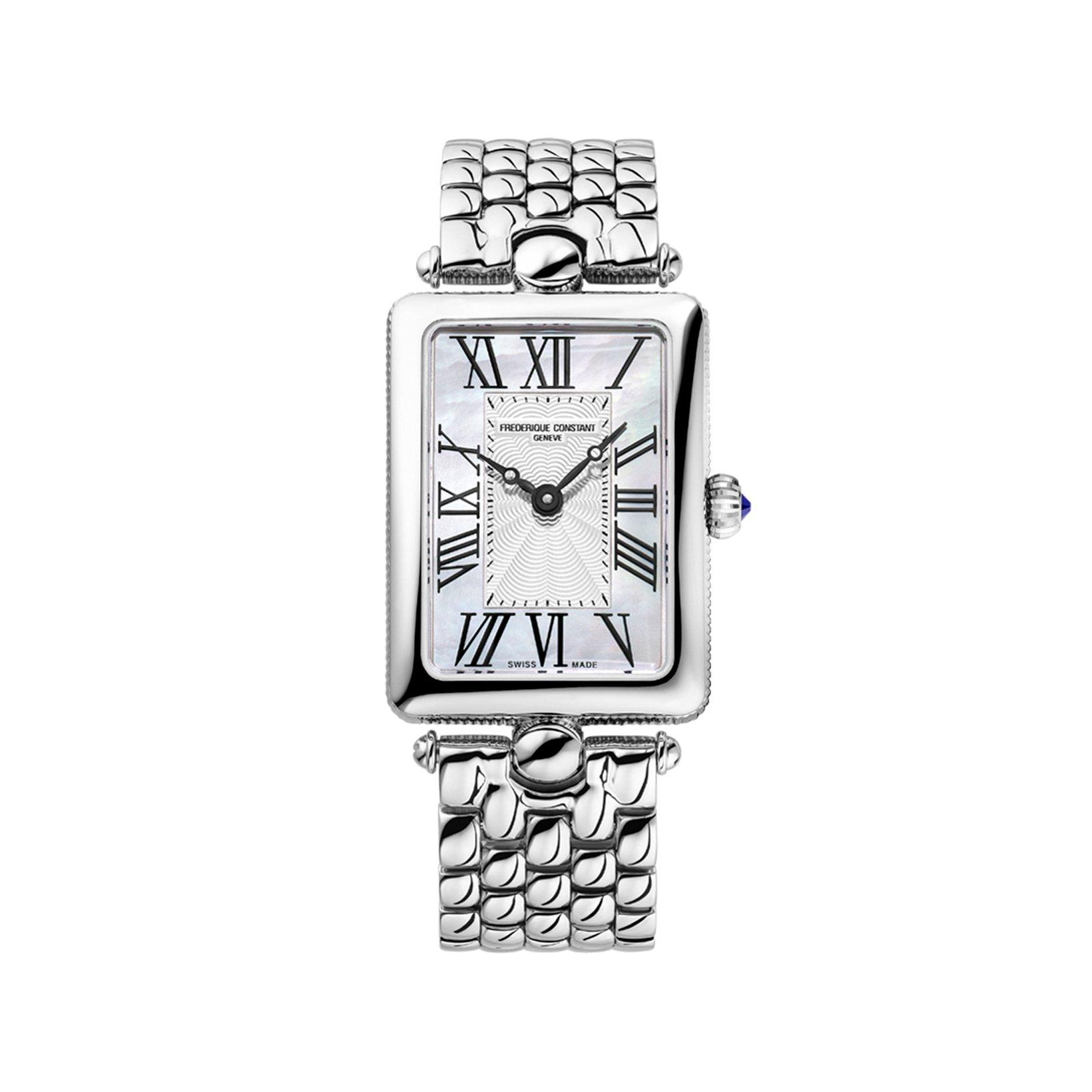 Frederique Constant Classics Art Deco Quartz 28x20.70 mm Stainless Steel Watch  Silver Dial  Stainless Steel Bracelet