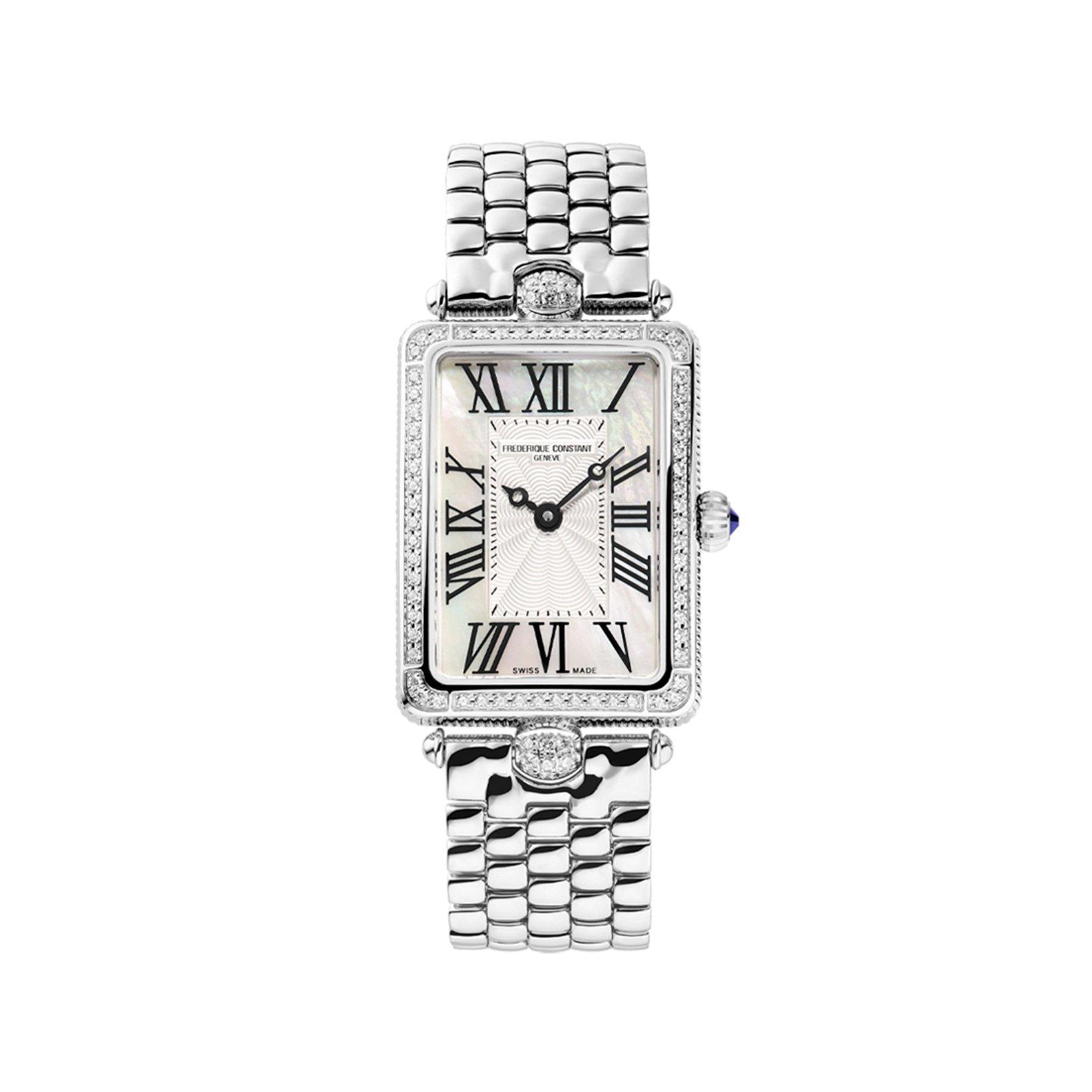 Frederique Constant Classics Art Deco Quartz 28x20.70 mm Stainless Steel Watch  Silver Dial  Stainless Steel Bracelet
