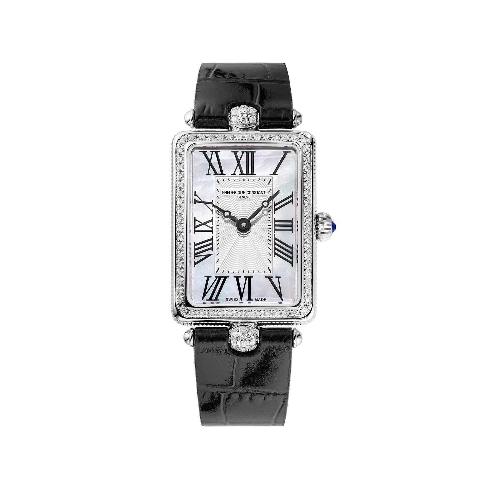 Frederique Constant Classics Art Deco Quartz 28x20.70 mm Stainless Steel Watch  Silver Dial   Leather Strap