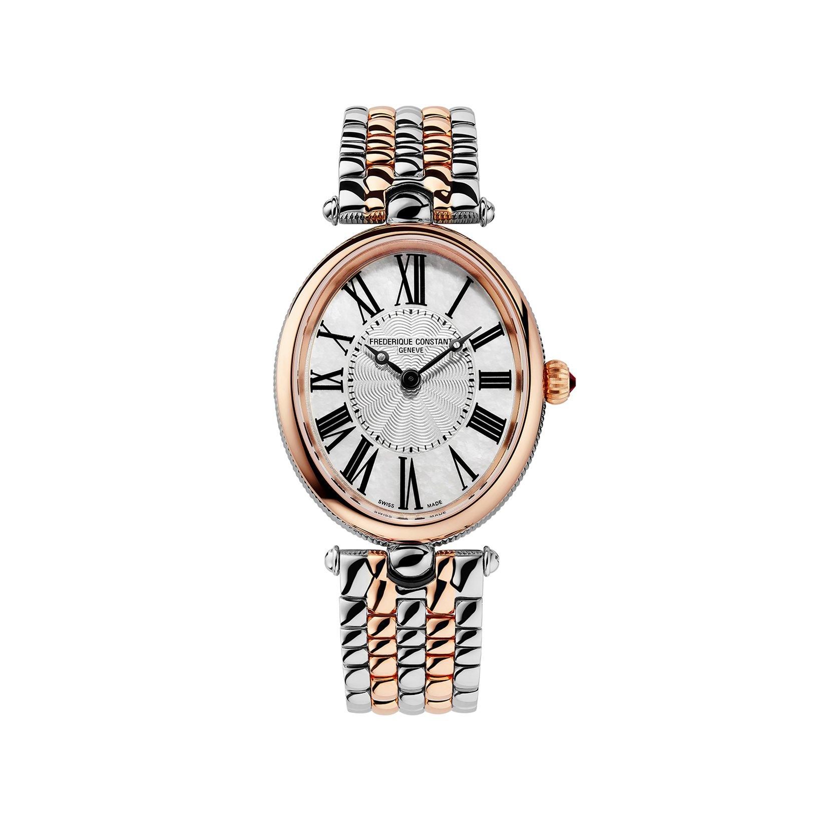 Frederique Constant Classics Art Deco Quartz 30x25 mm Stainless Steel And Rose Gold Plated Watch  Silver Dial  Stainless Steel And Rose Gold Plated Bracelet
