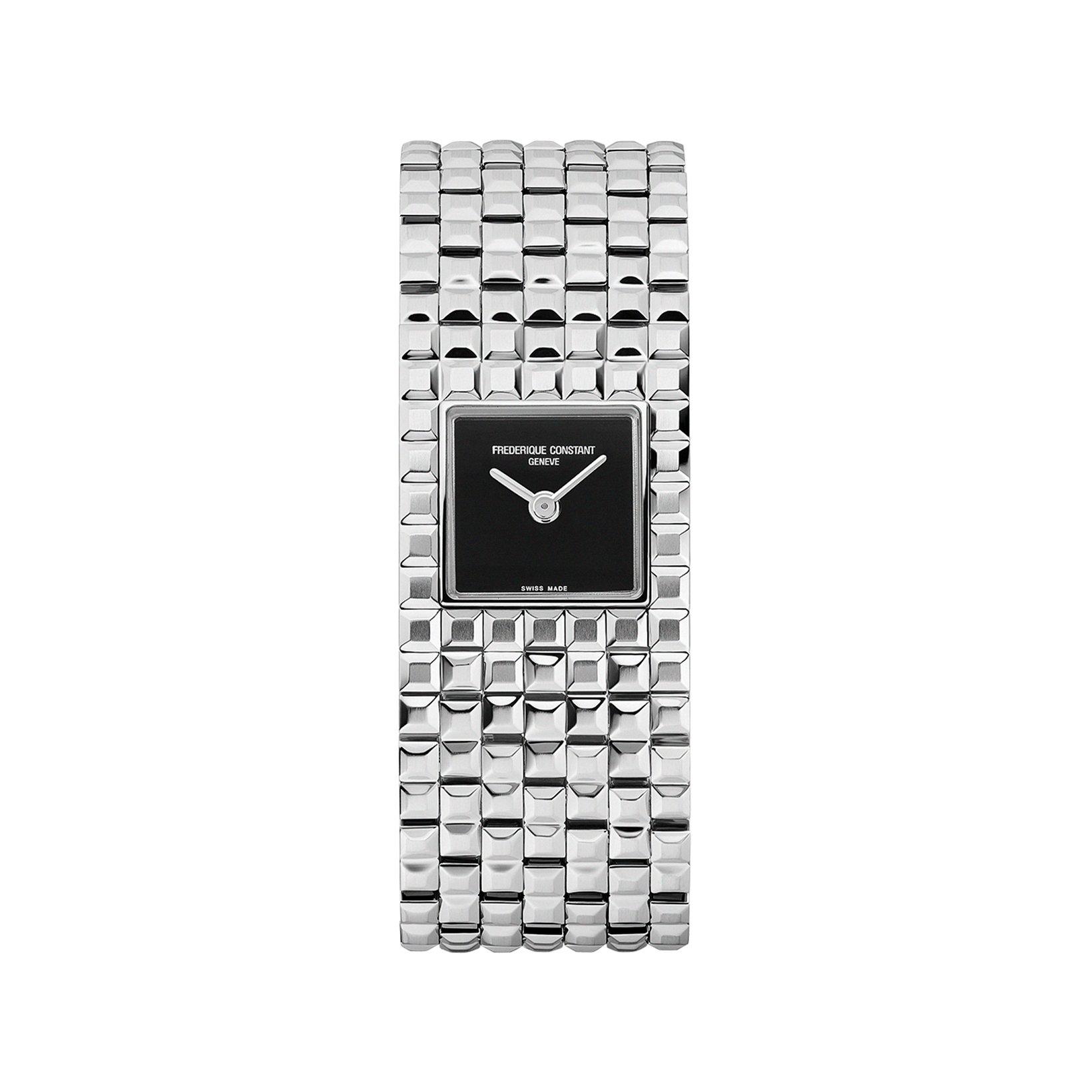 Frederique Constant Classics Manchette Quartz 25.7x20 mm Stainless Steel Watch  Black Dial  Stainless Steel Bracelet