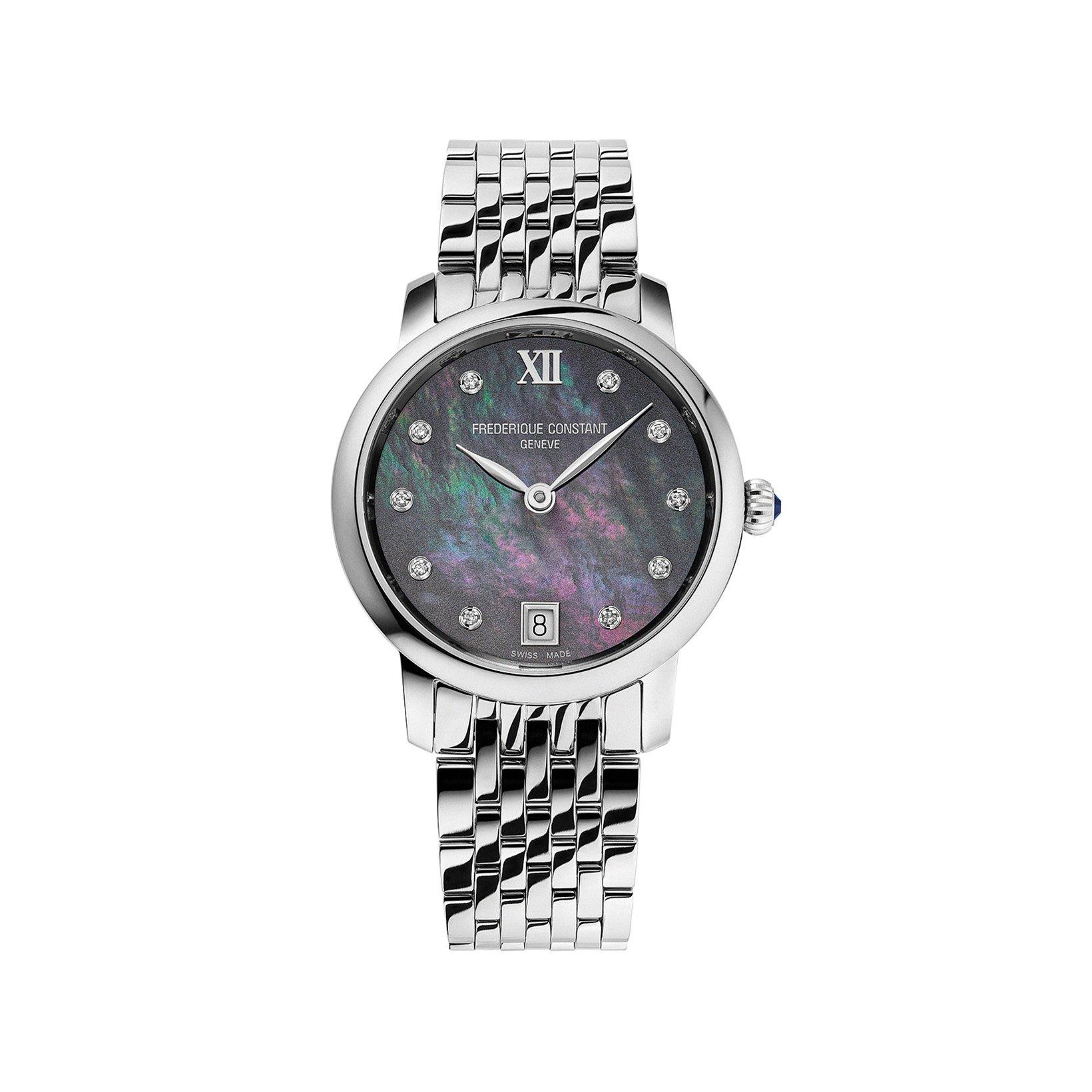 Frederique Constant Classics Slimline Quartz 30 mm Stainless Steel Watch  Black Dial  Stainless Steel Bracelet
