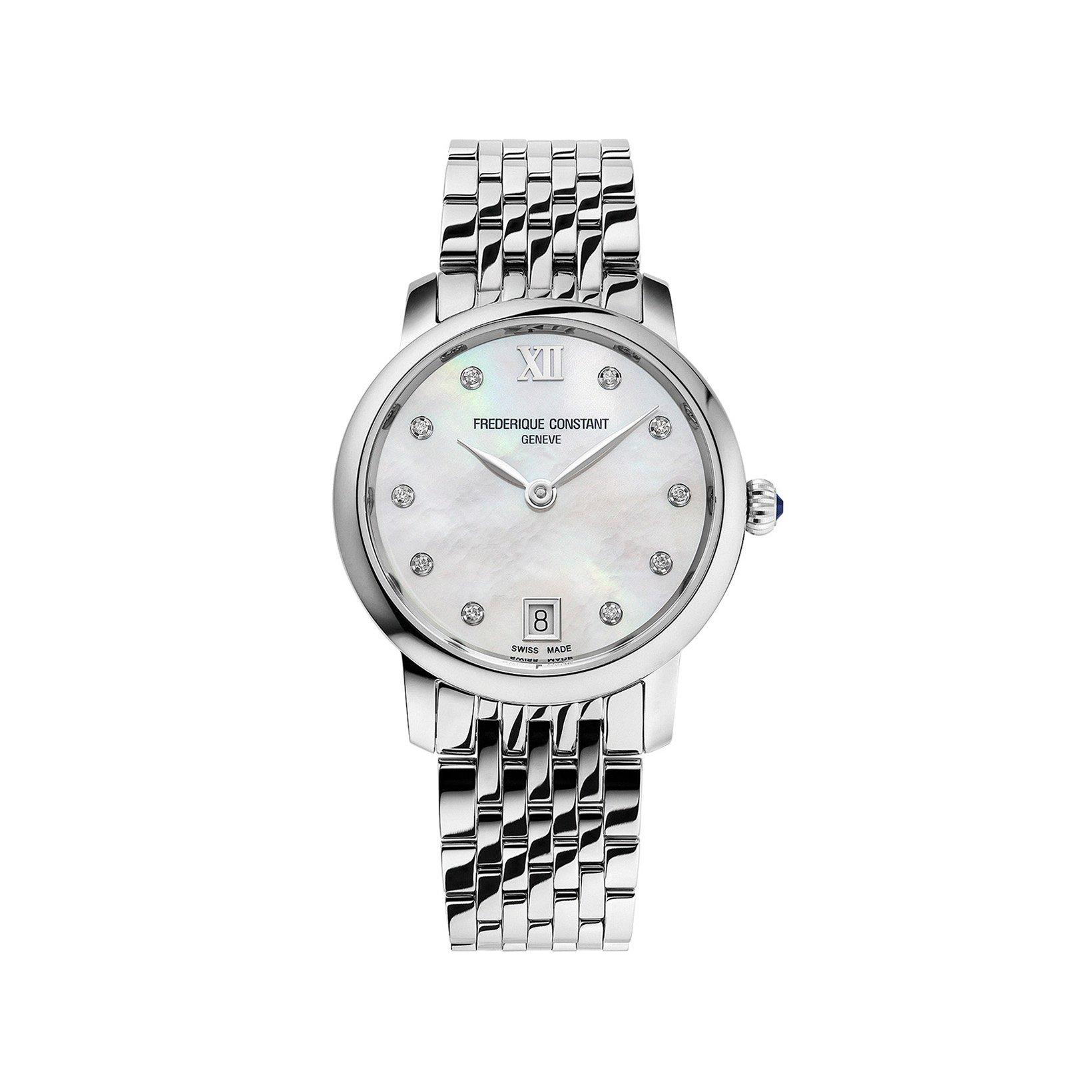 Frederique Constant Classics Slimline Quartz 30 mm Stainless Steel Watch  White Dial  Stainless Steel Bracelet