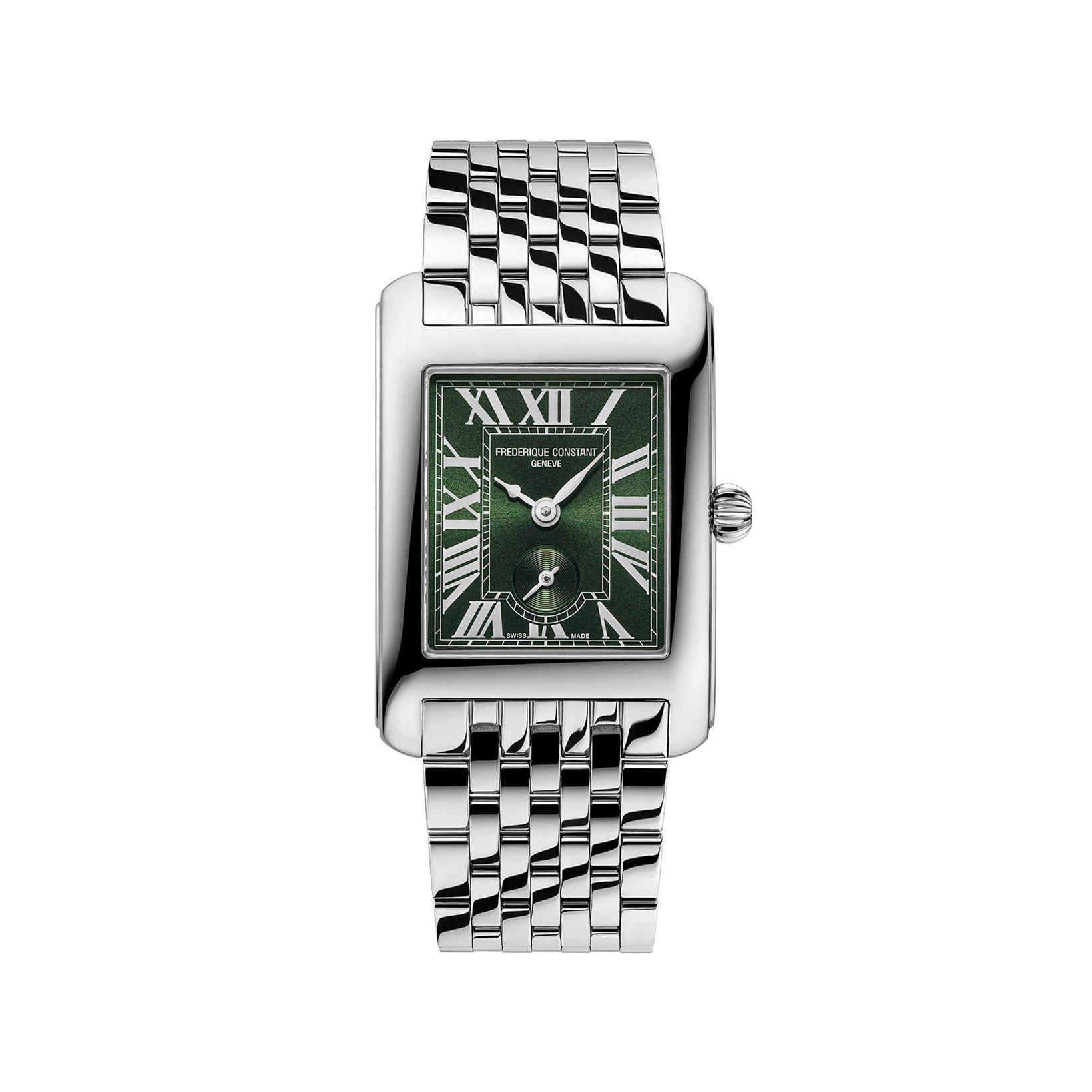 Frederique Constant Classics Carree Quartz 36x25.20 mm Stainless Steel Watch  Green Dial  Stainless Steel Bracelet
