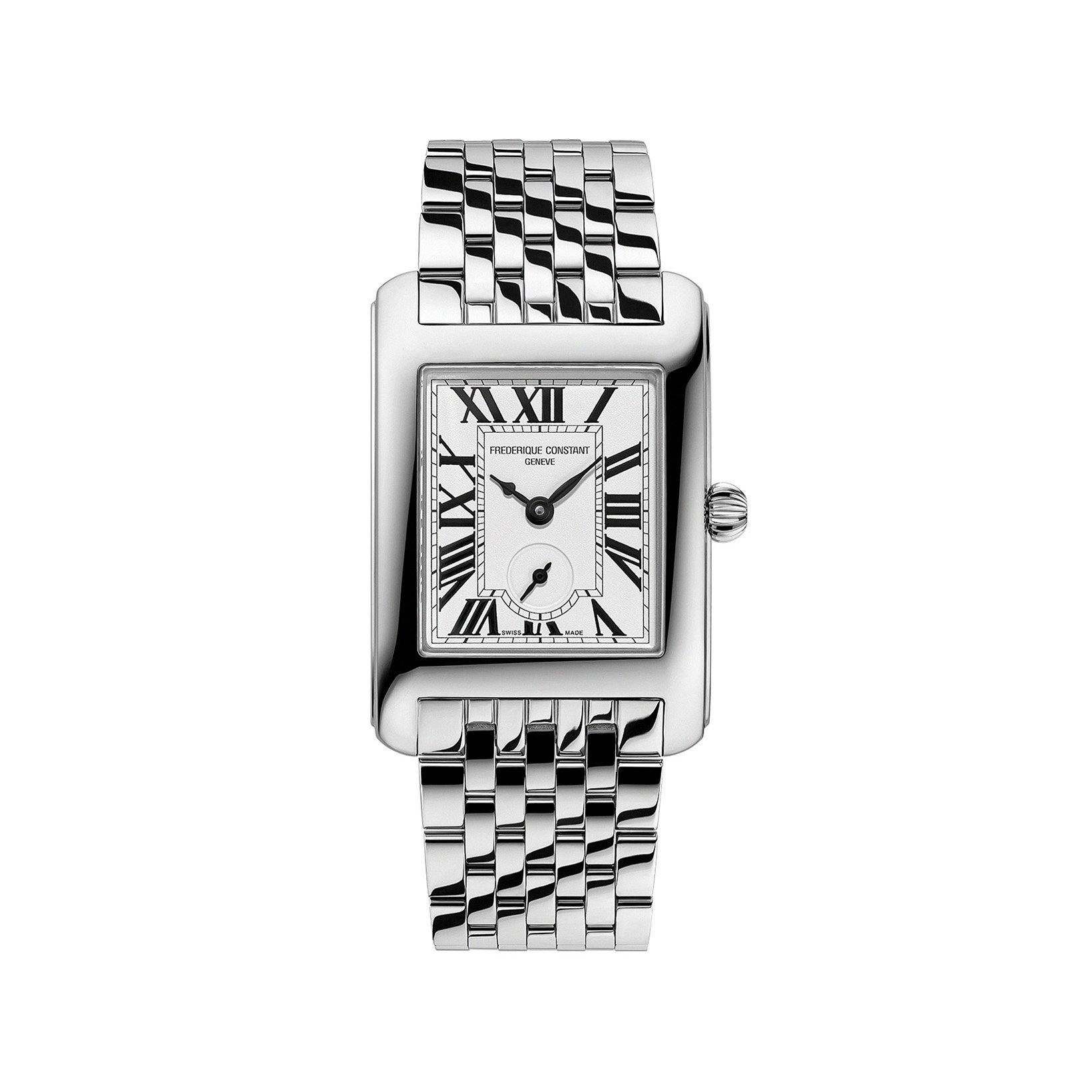 Frederique Constant Classics Carree Quartz 36x25.20 mm Stainless Steel Watch  Silver Dial  Stainless Steel Bracelet