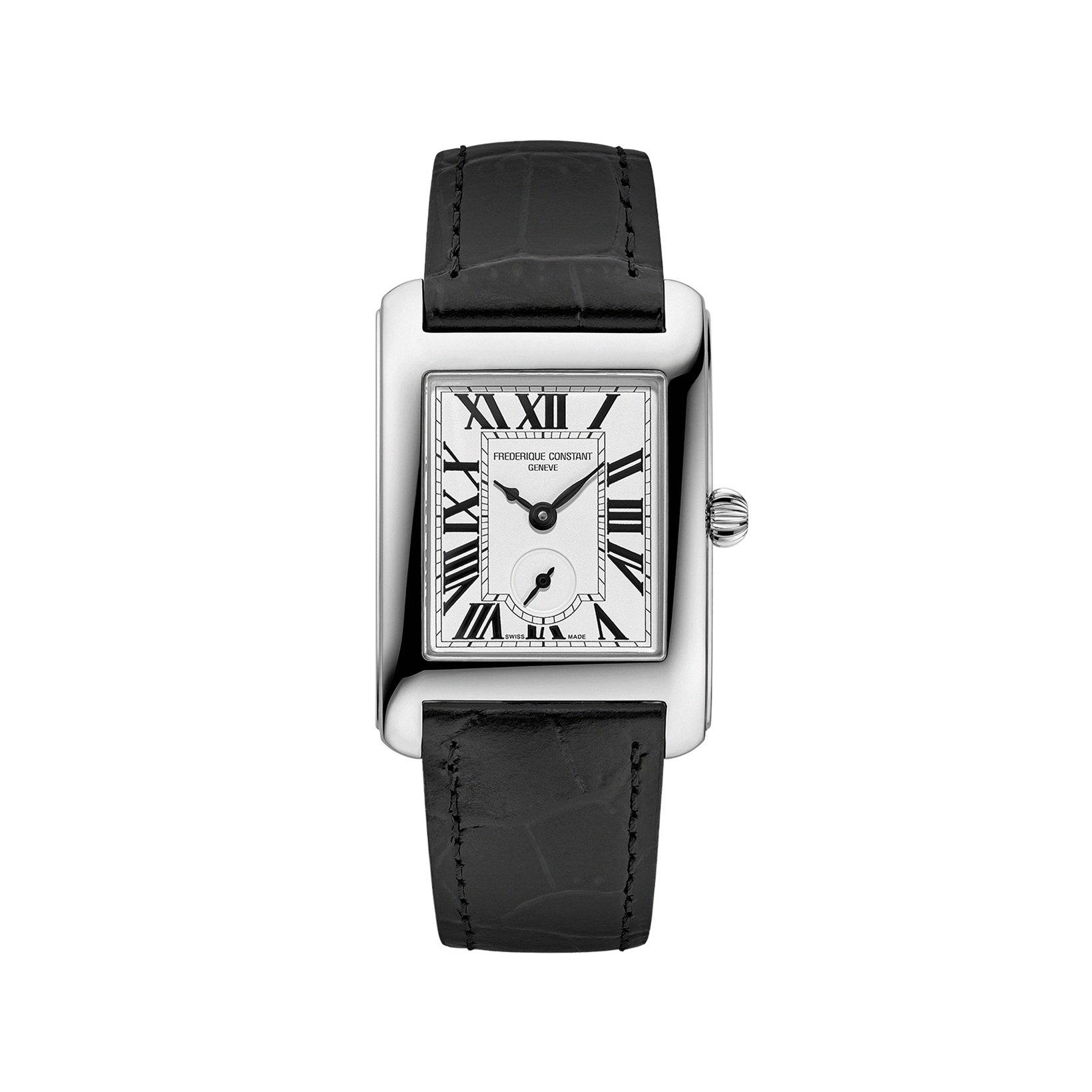 Frederique Constant Classics Carree Quartz 36x25.20 mm Stainless Steel Watch  Silver Dial   Leather Strap