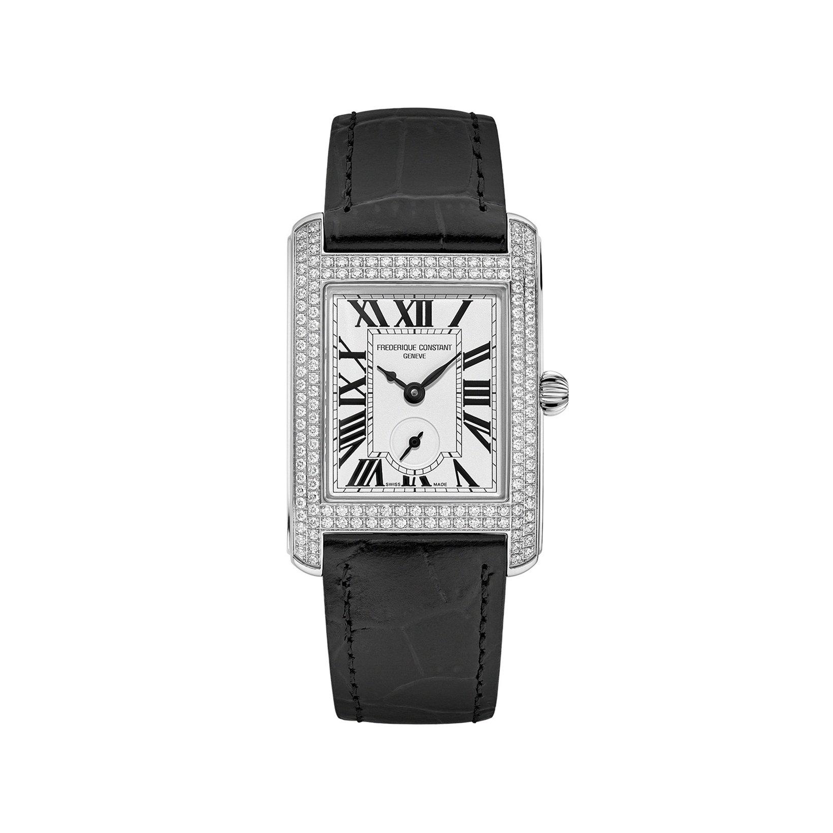 Frederique Constant Classics Carree Quartz 36x25.20 mm Stainless Steel Watch  Silver Dial   Leather Strap