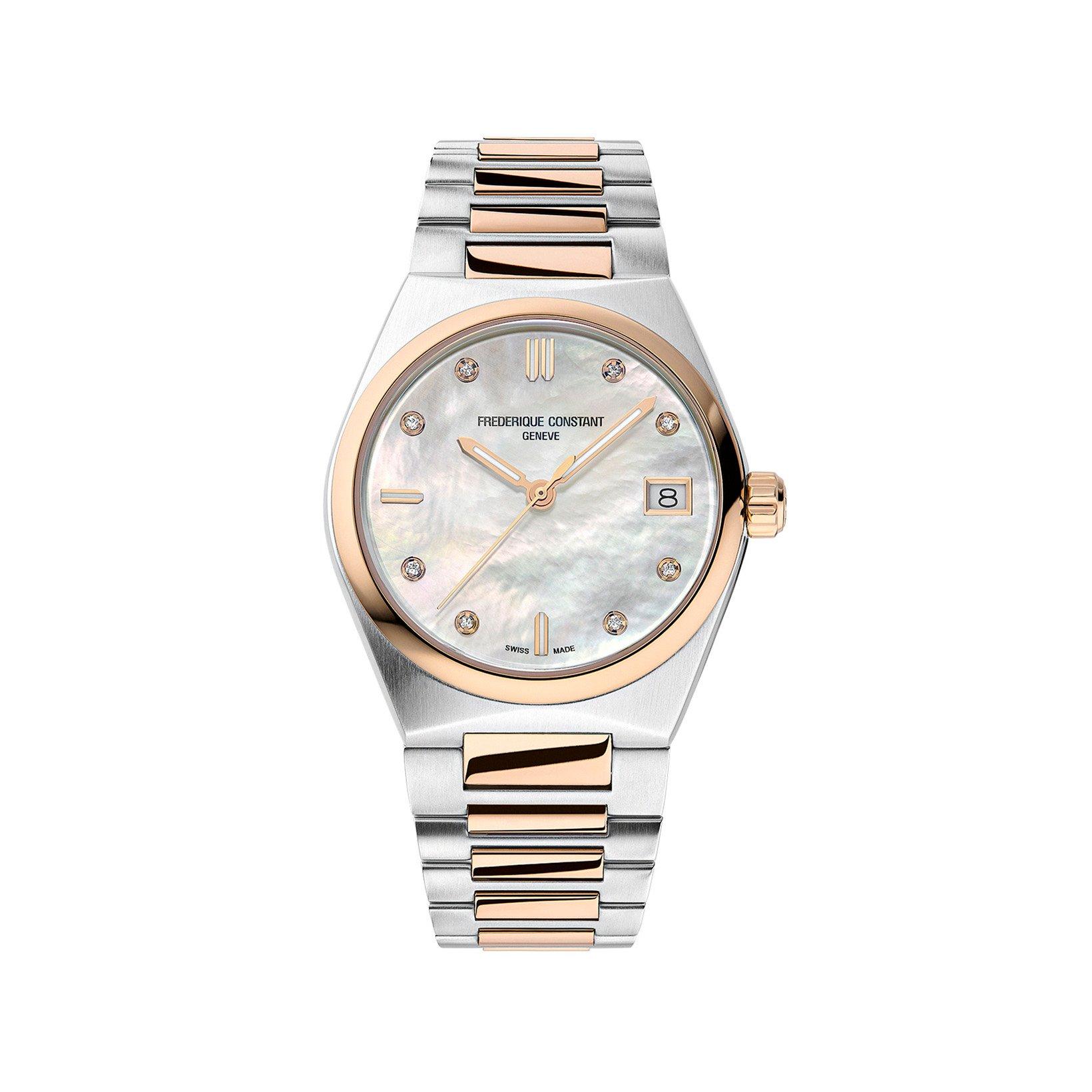Frederique Constant Highlife  Quartz 31 mm Stainless Steel And Rose Gold Plated Watch  White Dial  Stainless Steel And Rose Gold Plated Bracelet