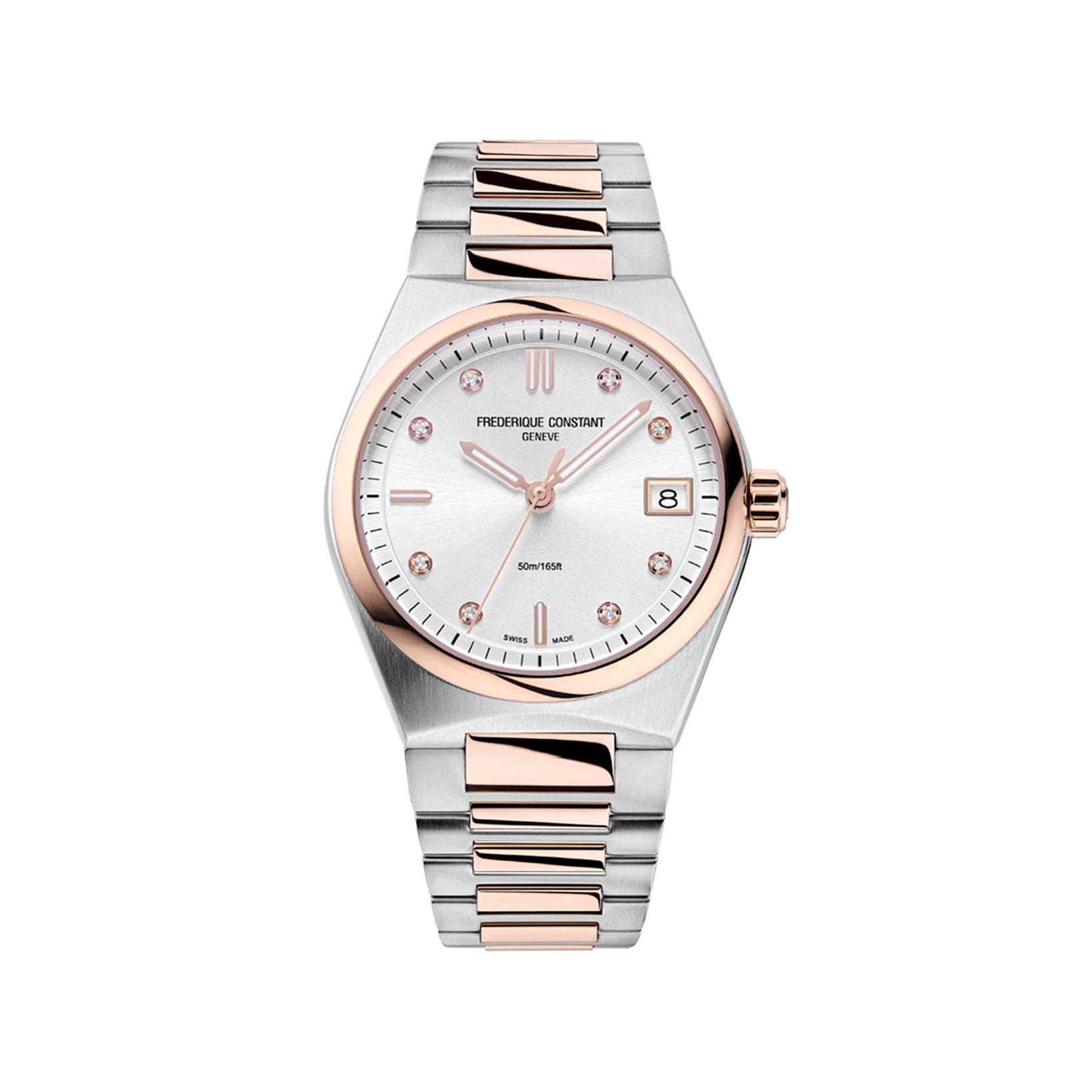 Frederique Constant Highlife  Quartz 31 mm Stainless Steel And Rose Gold Plated Watch  Silver Dial  Stainless Steel And Rose Gold Plated Bracelet