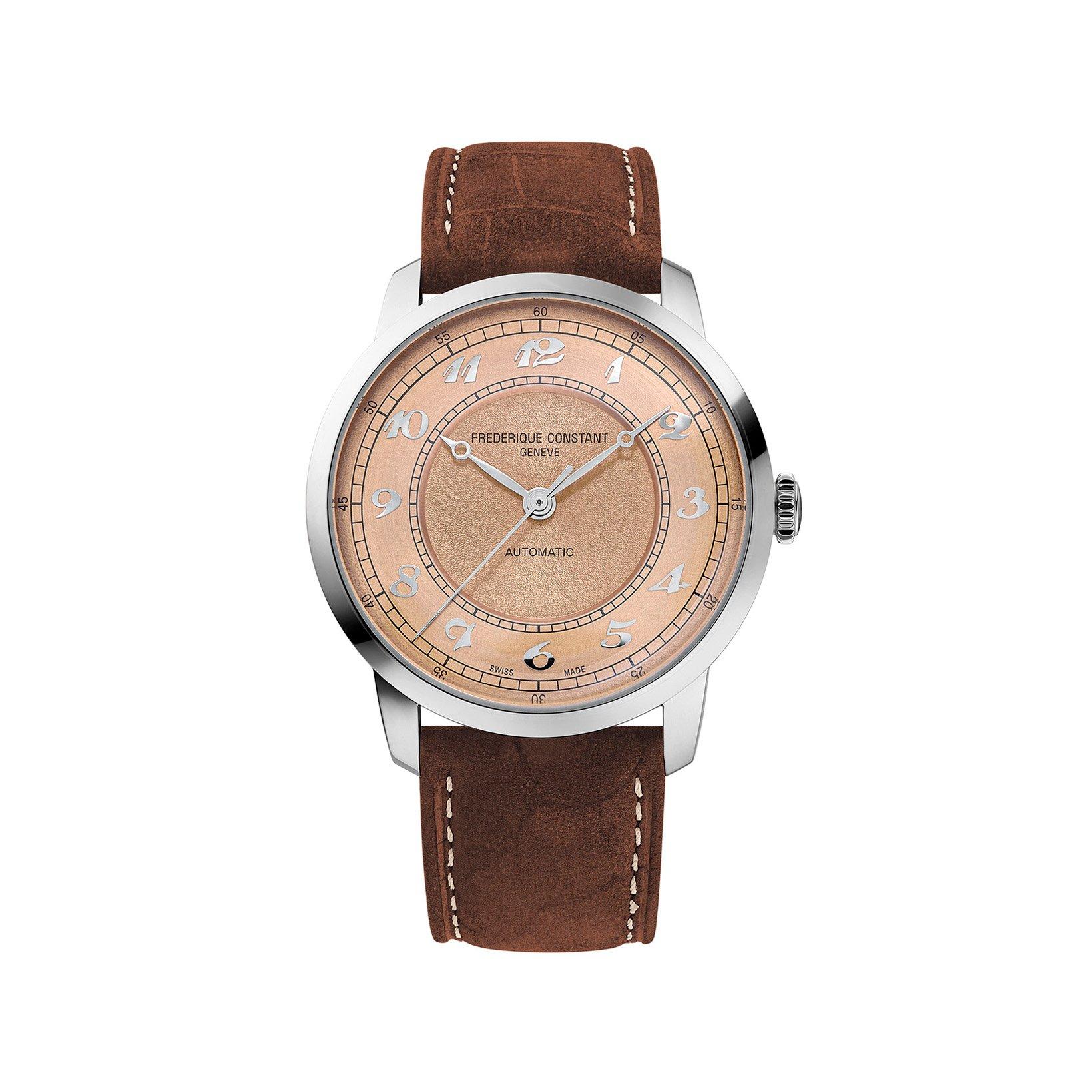 Frederique Constant Classics Premiere Automatic 38.5 mm Stainless Steel Watch  Salmon Dial   Leather Strap