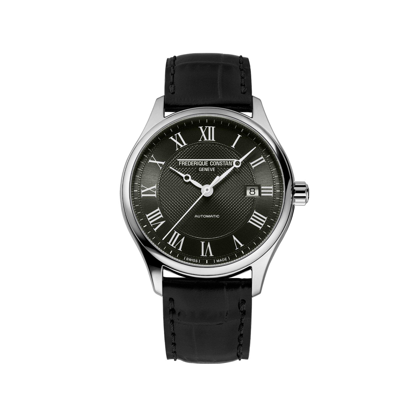 Frederique Constant Classics  Automatic 40 mm Stainless Steel Watch  Khaki Dial   Leather Strap
