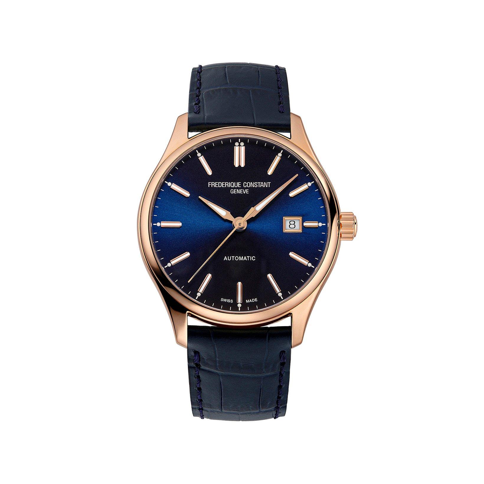 Frederique Constant Classics Index Automatic 40 mm Rose Gold Pvd Stainless Steel Watch  Blue Dial   Leather Strap