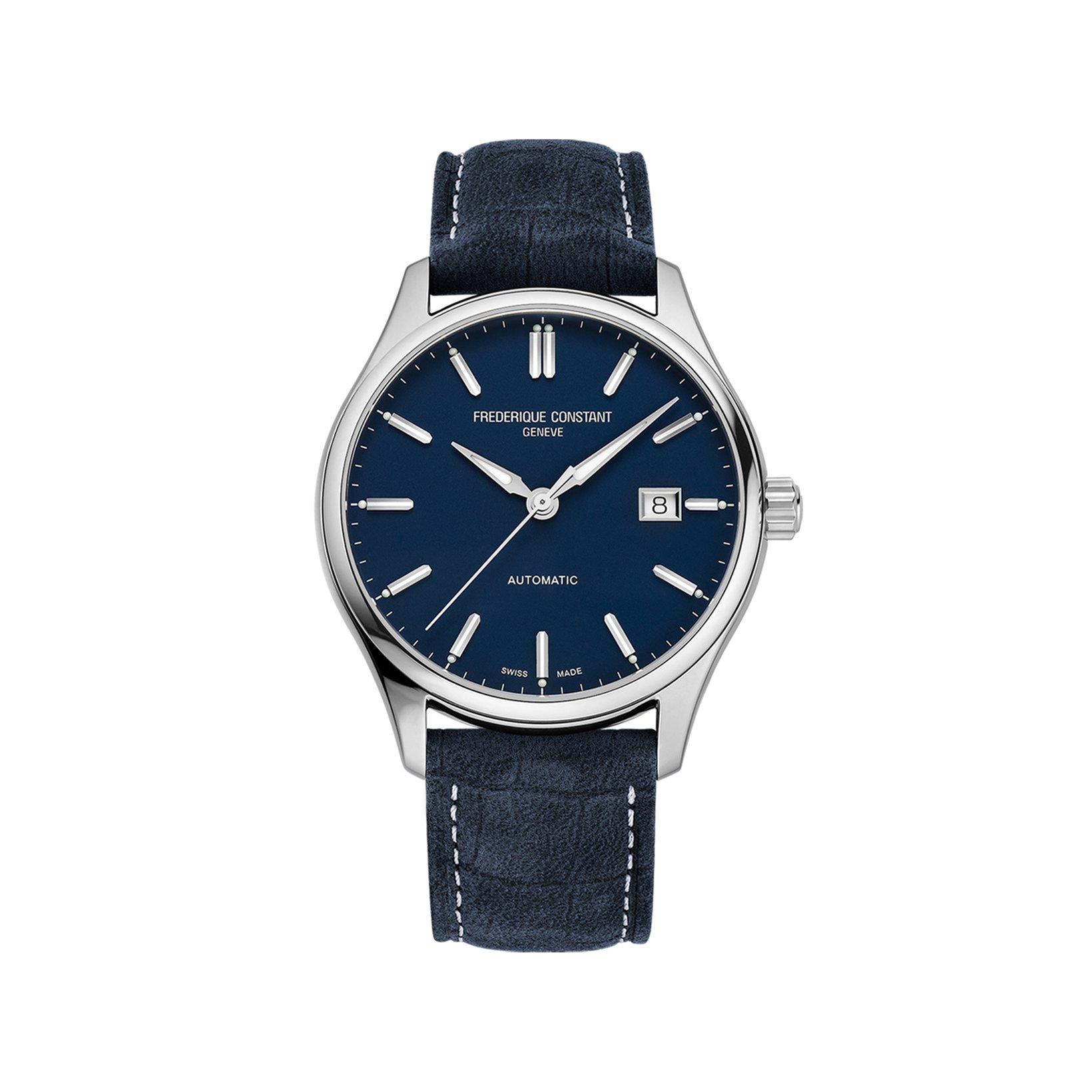 Frederique Constant Classics Index Automatic 40 mm Stainless Steel Watch  Blue Dial   Leather Strap